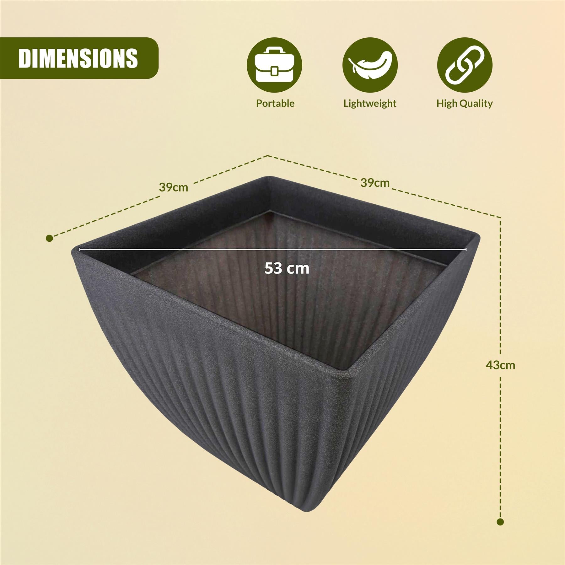 Large Charcoal Black Lotus Square Planter by GEEZY - The Magic Toy Shop