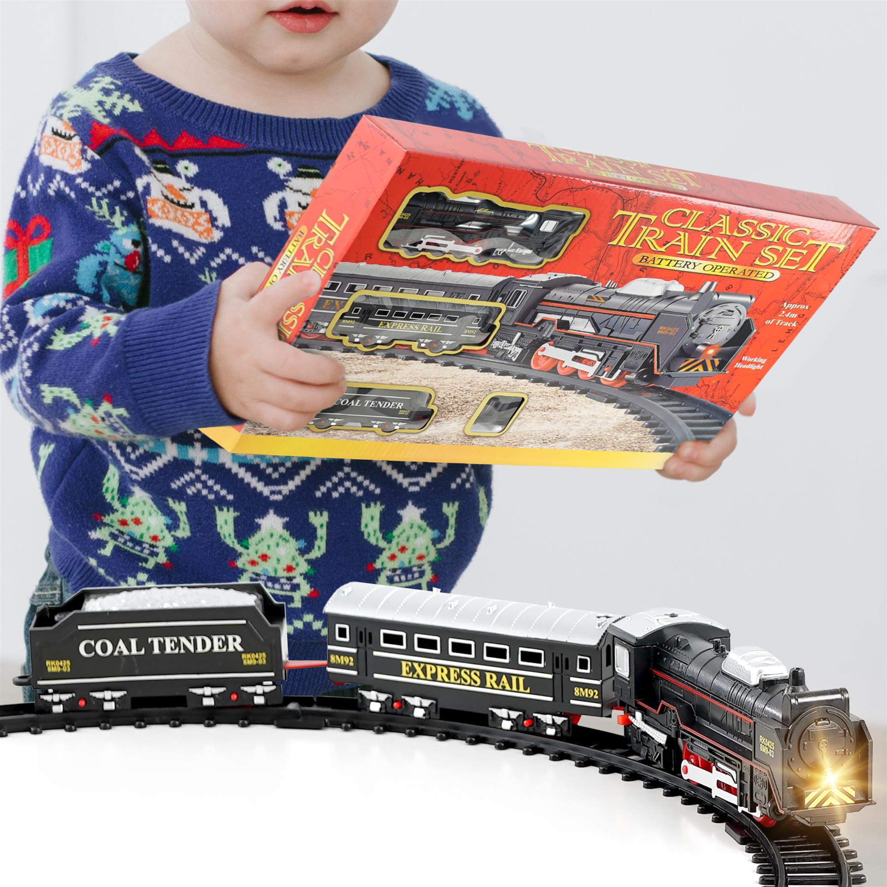 Classic Train Set with Tracks and Headlight by The Magic Toy Shop - The Magic Toy Shop