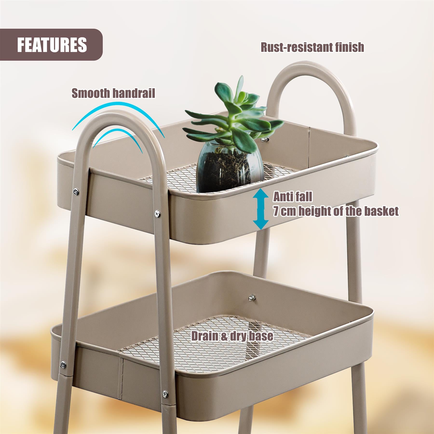 3 Tier Storage Trolley on Wheels by GEEZY - The Magic Toy Shop