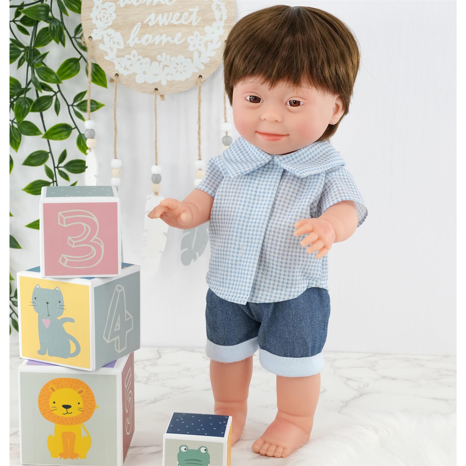 BiBi Doll Down Syndrome Boy - Brown Hair (36 cm / 14") by BiBi Doll - The Magic Toy Shop