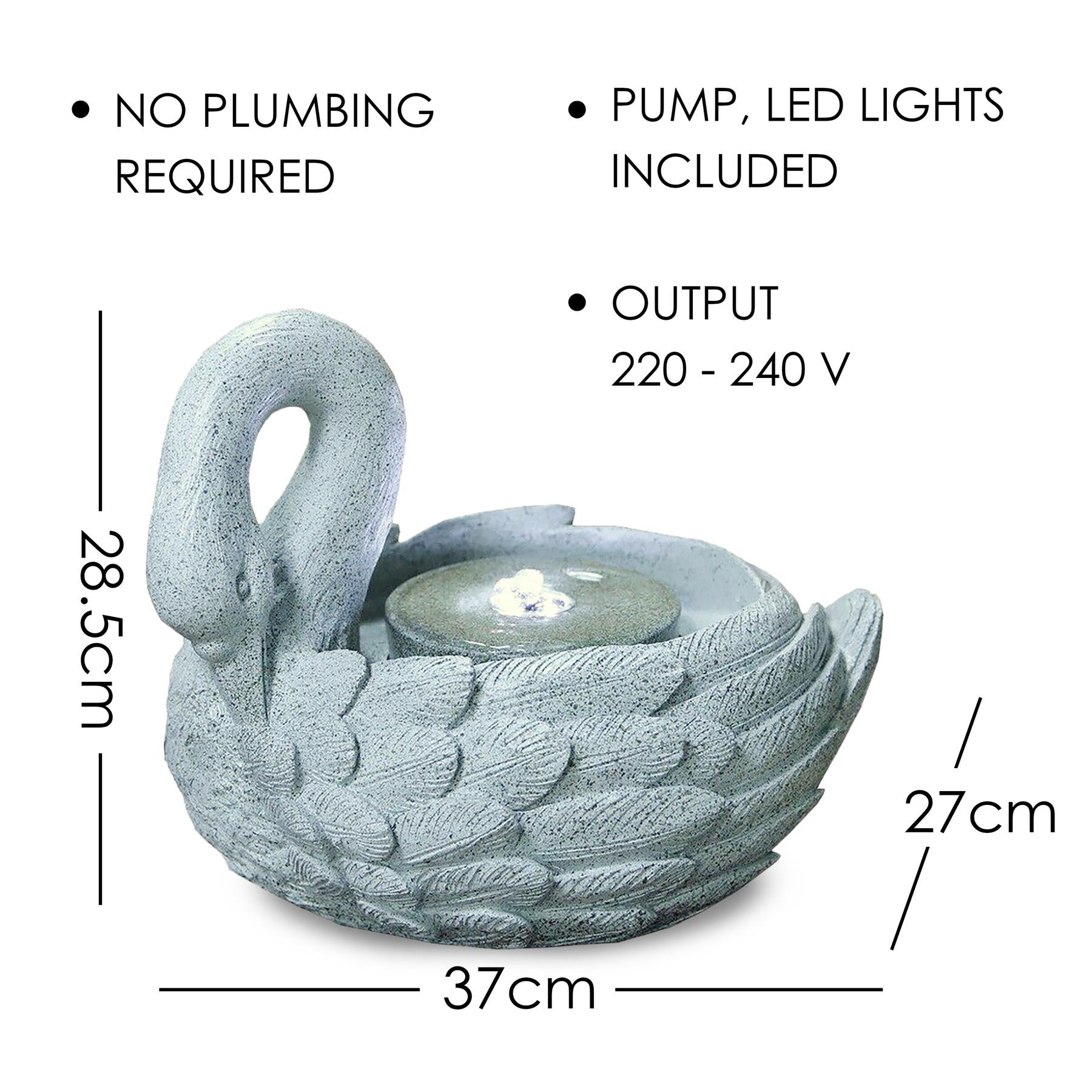 Swan Design Water Feature Outdoor With LED by GEEZY - The Magic Toy Shop