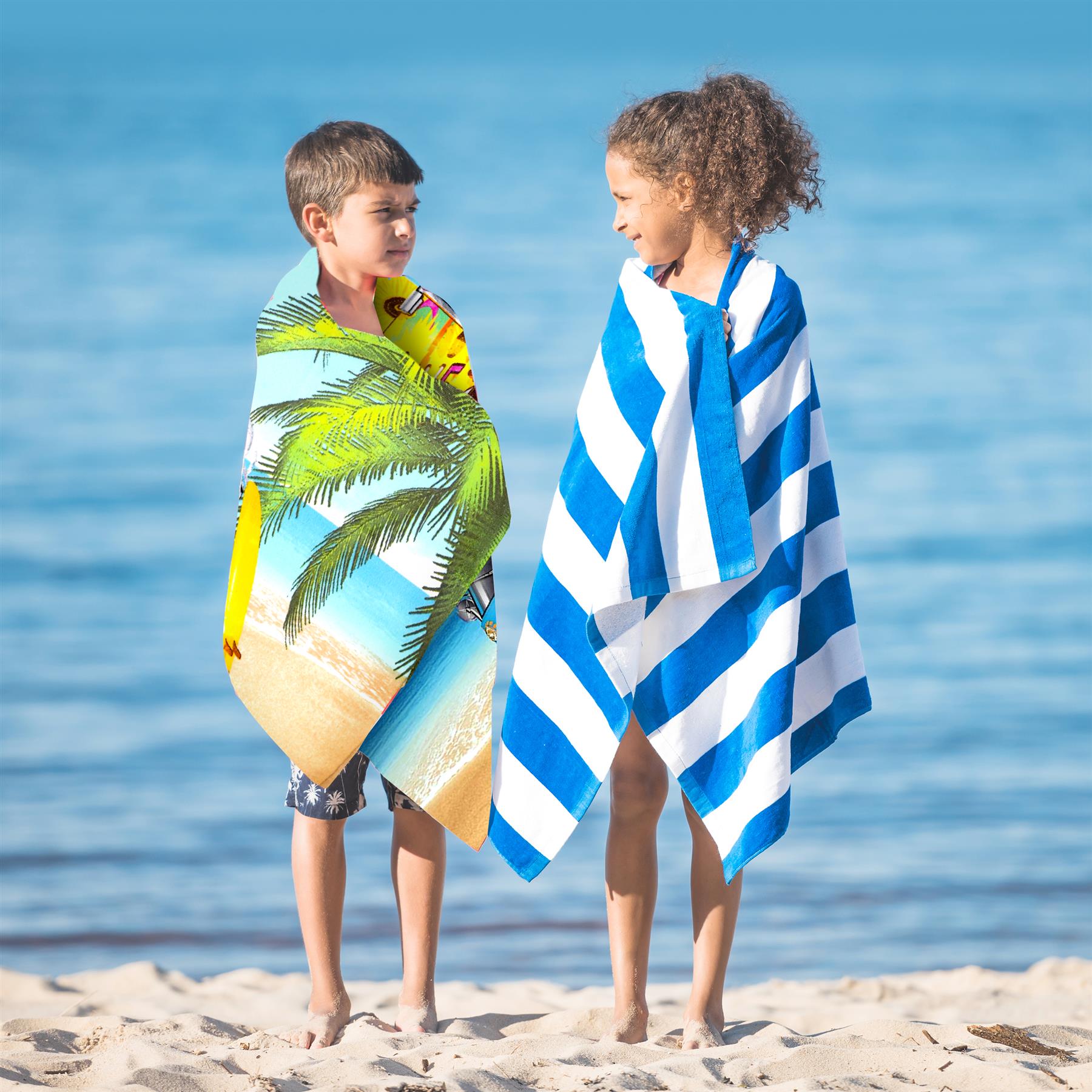 Blue Summer Bus Design Large Towel by Geezy - The Magic Toy Shop