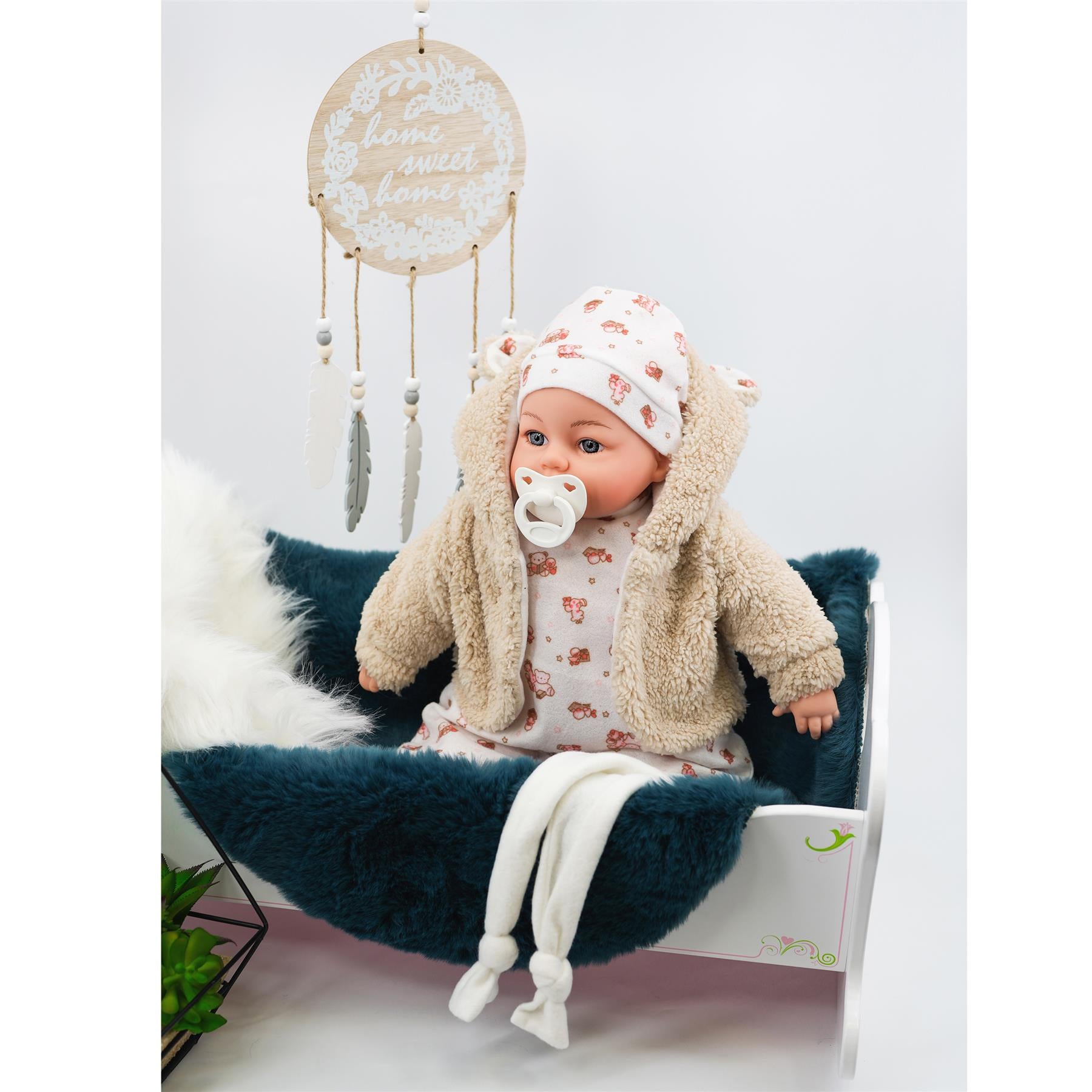 18" Girl Doll In Beige Coat by BiBi Doll - The Magic Toy Shop