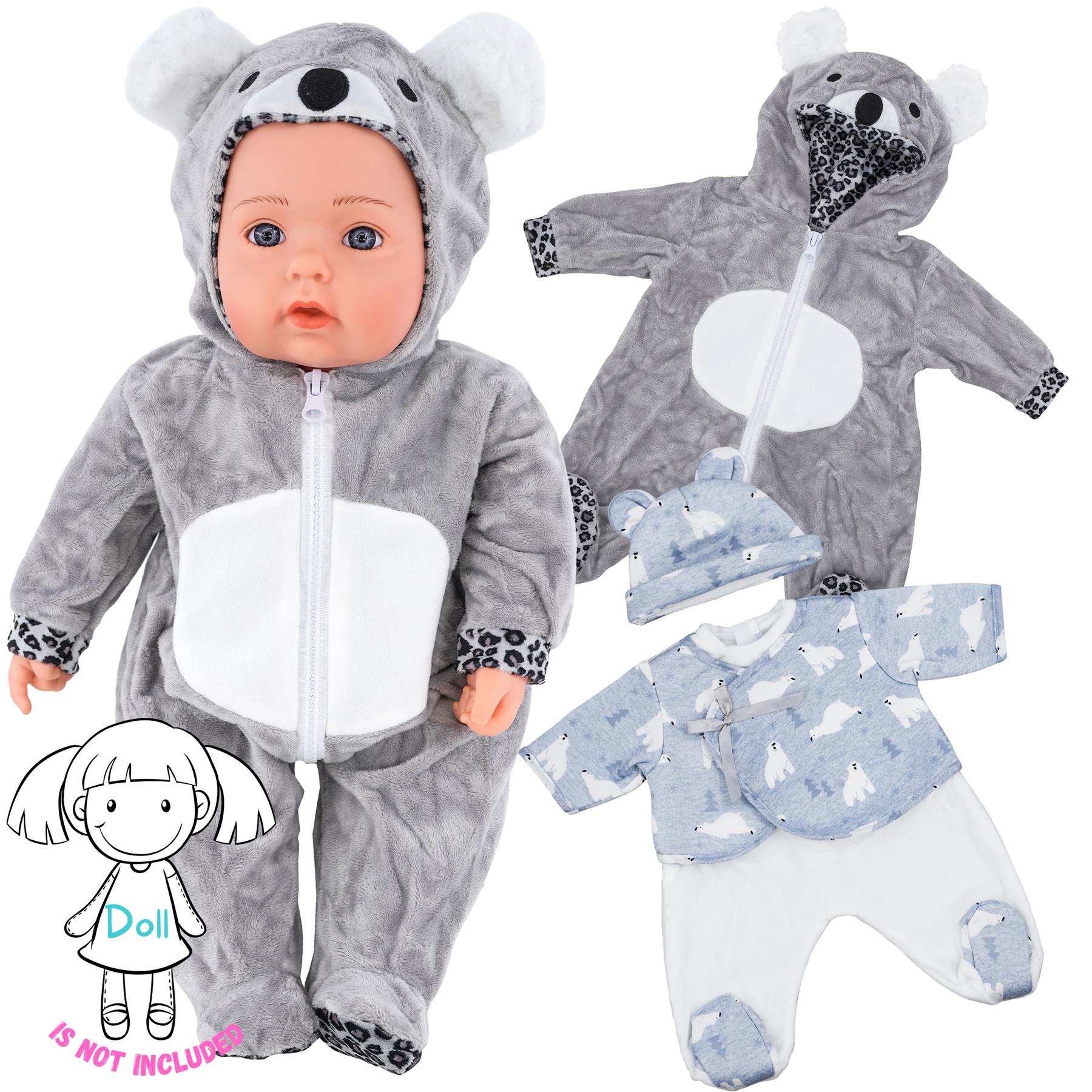 BiBi Outfits - Set of Two Doll Clothes (Polar Bear & Koala) (50 cm / 20") by BiBi Doll - The Magic Toy Shop
