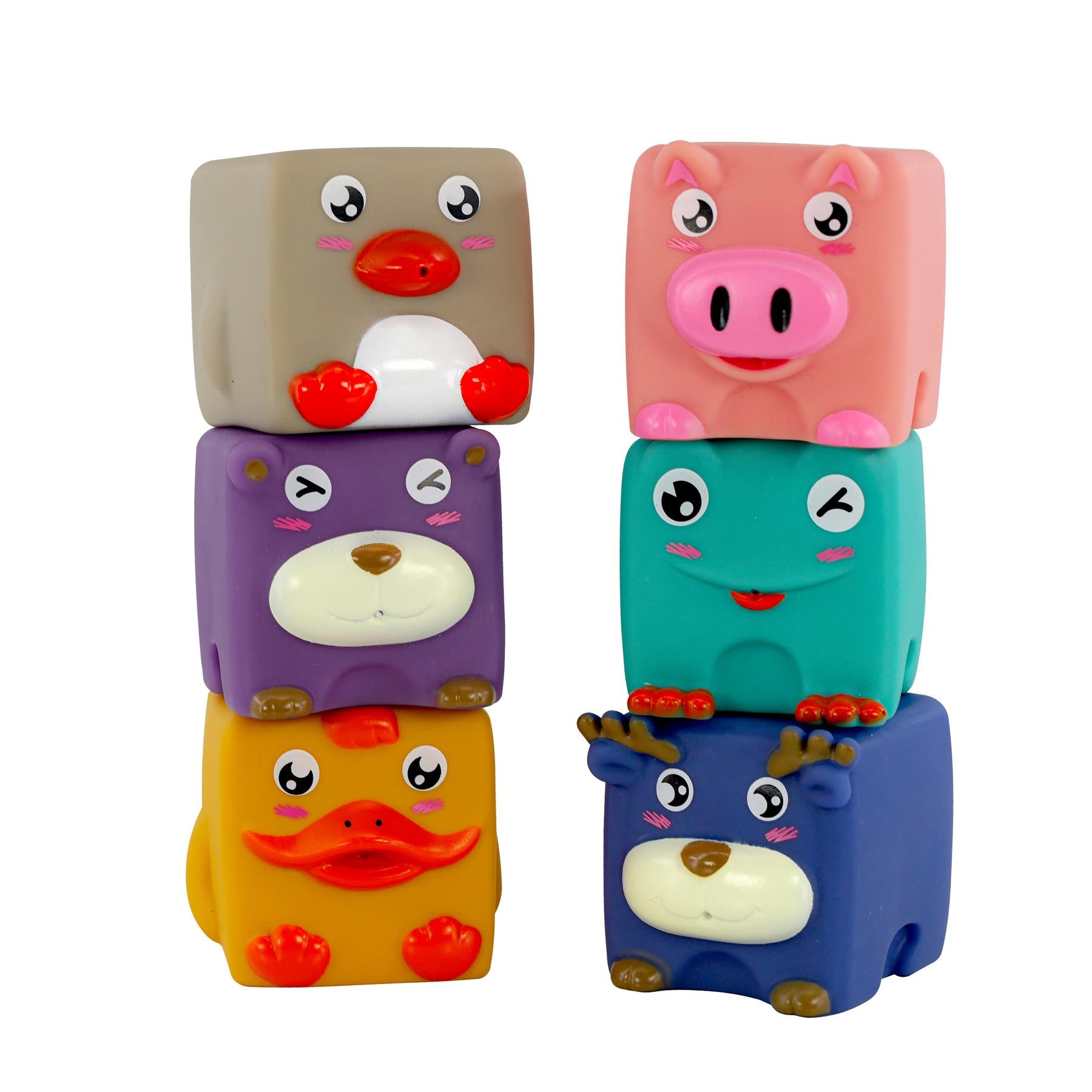 6 Pieces Stacking Building Blocks With Squeaky Sound by The Magic Toy Shop - The Magic Toy Shop