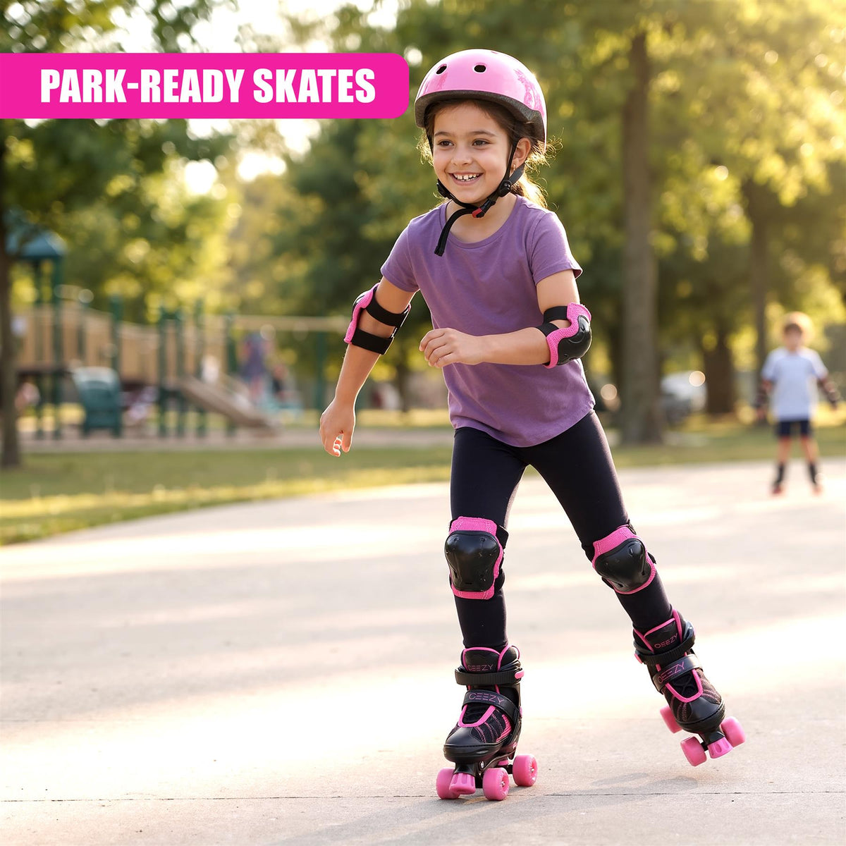 Black & Pink Kids Adjustable Roller Skates