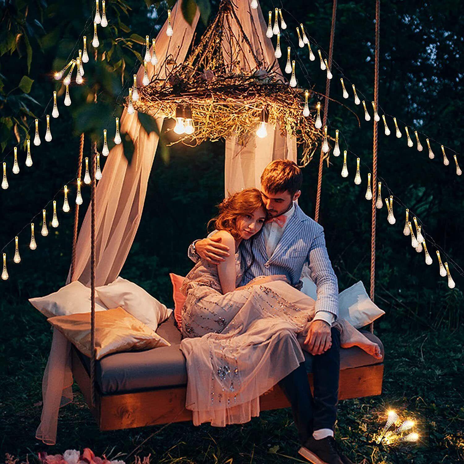 Raindrop Design Solar Powered Warm White Led String Lights by GEEZY - The Magic Toy Shop