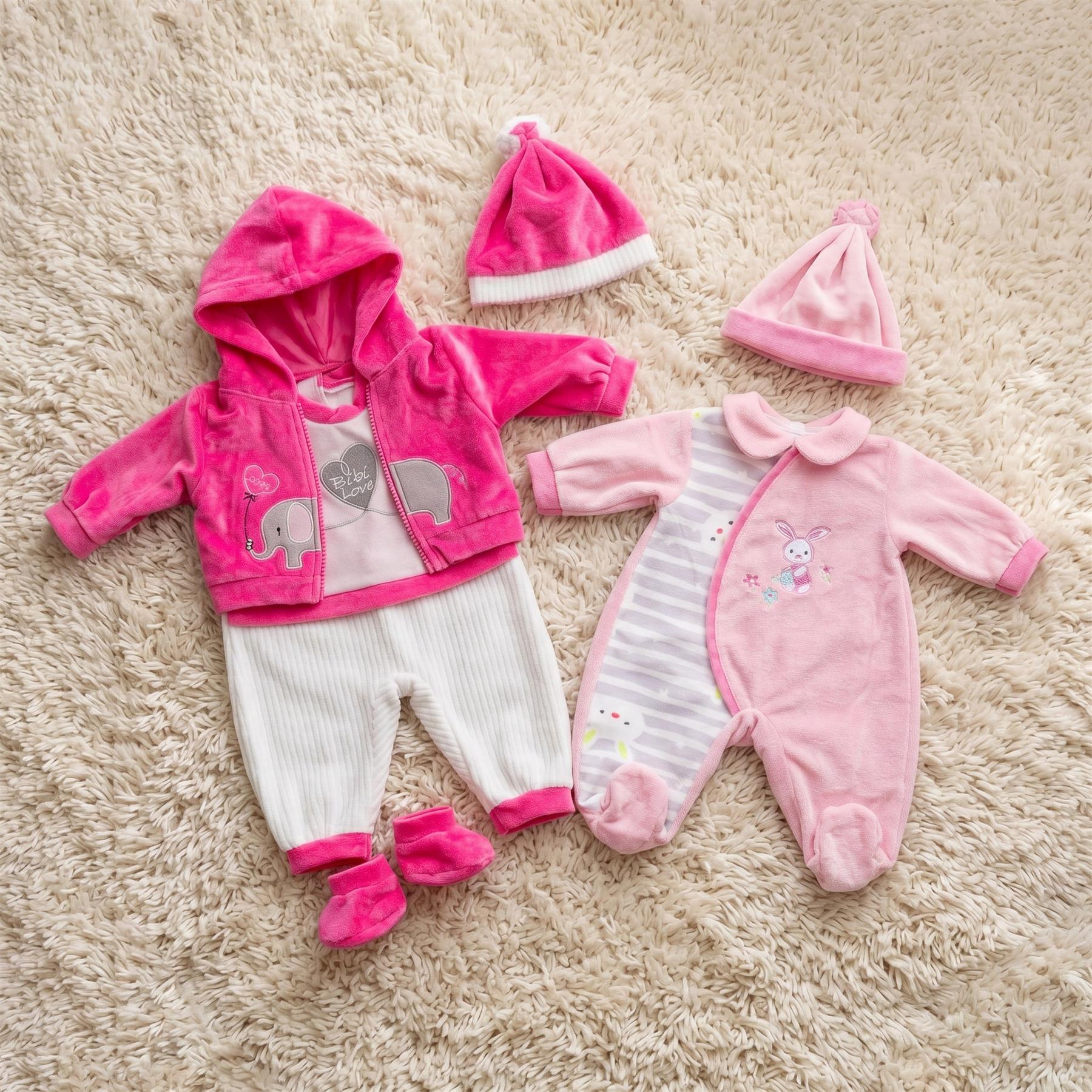 BiBi Outfits - Set of Two Doll Clothes (Pink Elephant & Pink) (50 cm / 20")