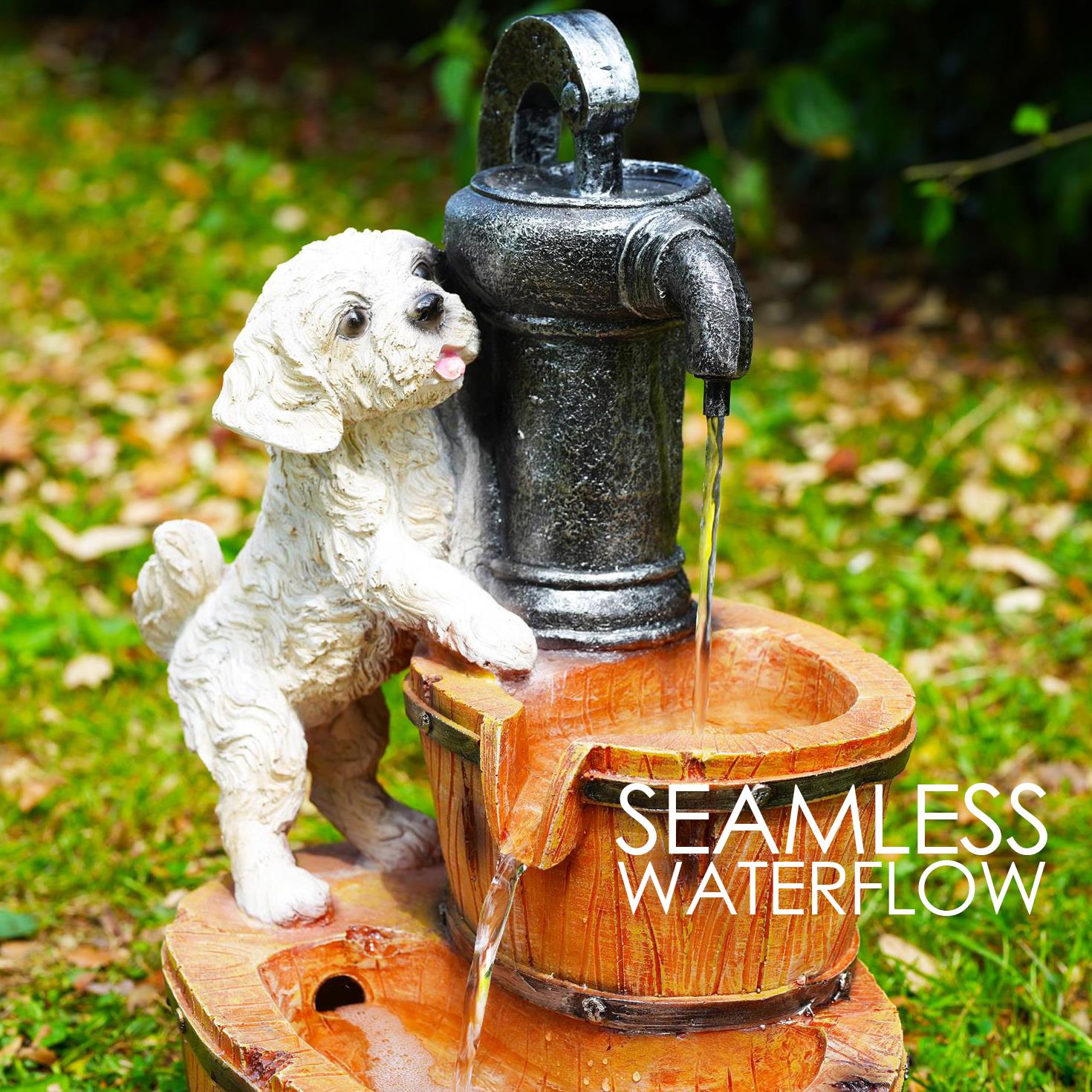 Puppy Solar Water Feature Outdoor With LED by GEEZY - The Magic Toy Shop
