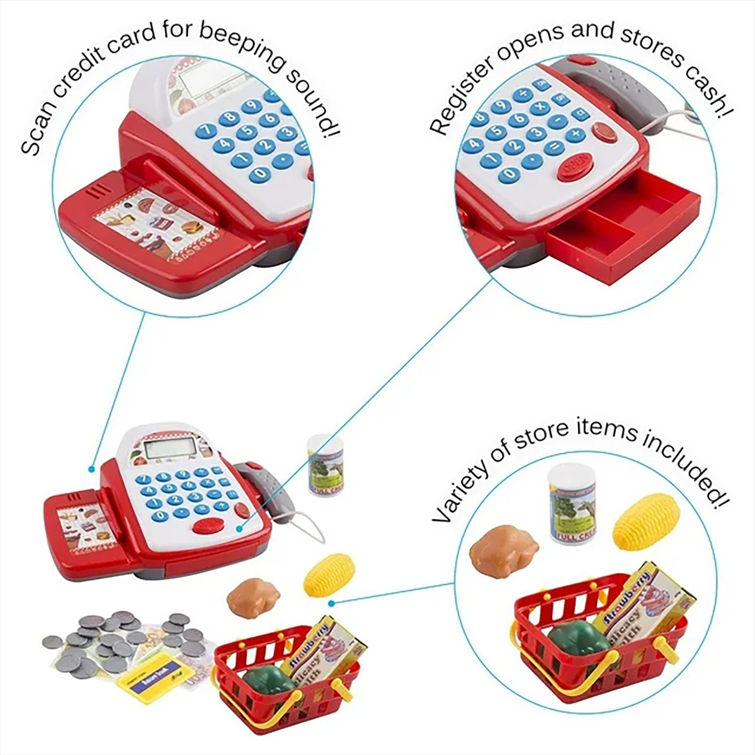 White & Red Cash Register Toy by The Magic Toy Shop - The Magic Toy Shop