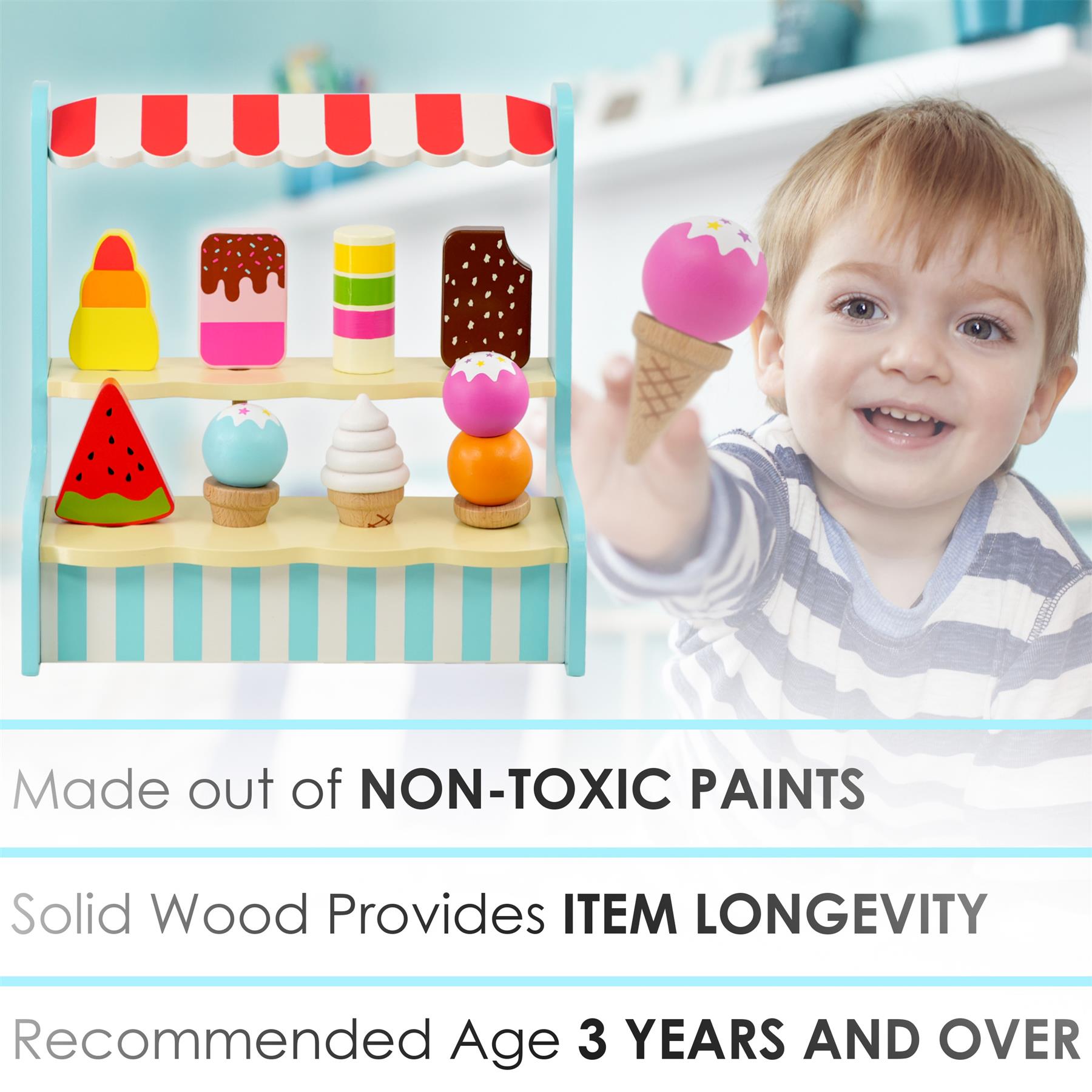 Wooden Ice Cream Shop Stand Playset by The Magic Toy Shop - The Magic Toy Shop