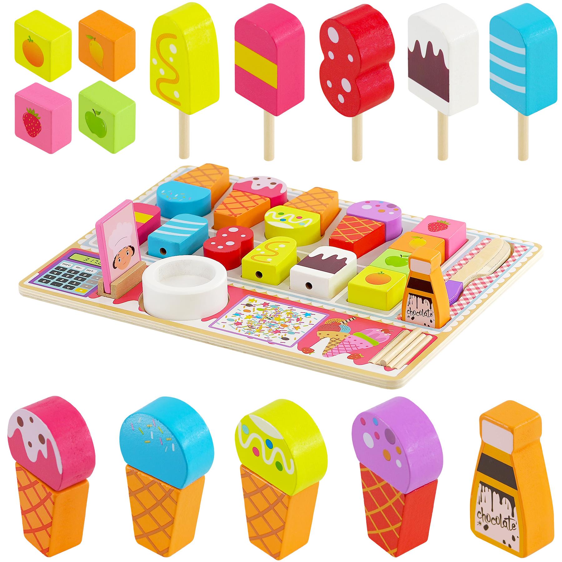 Kids Wooden Ice Cream Shop Set Role Play Toys by The Magic Toy