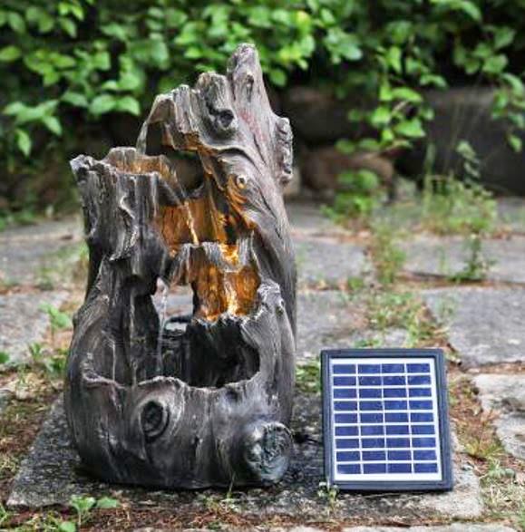Solar Tree Log Fountain by Geezy - The Magic Toy Shop