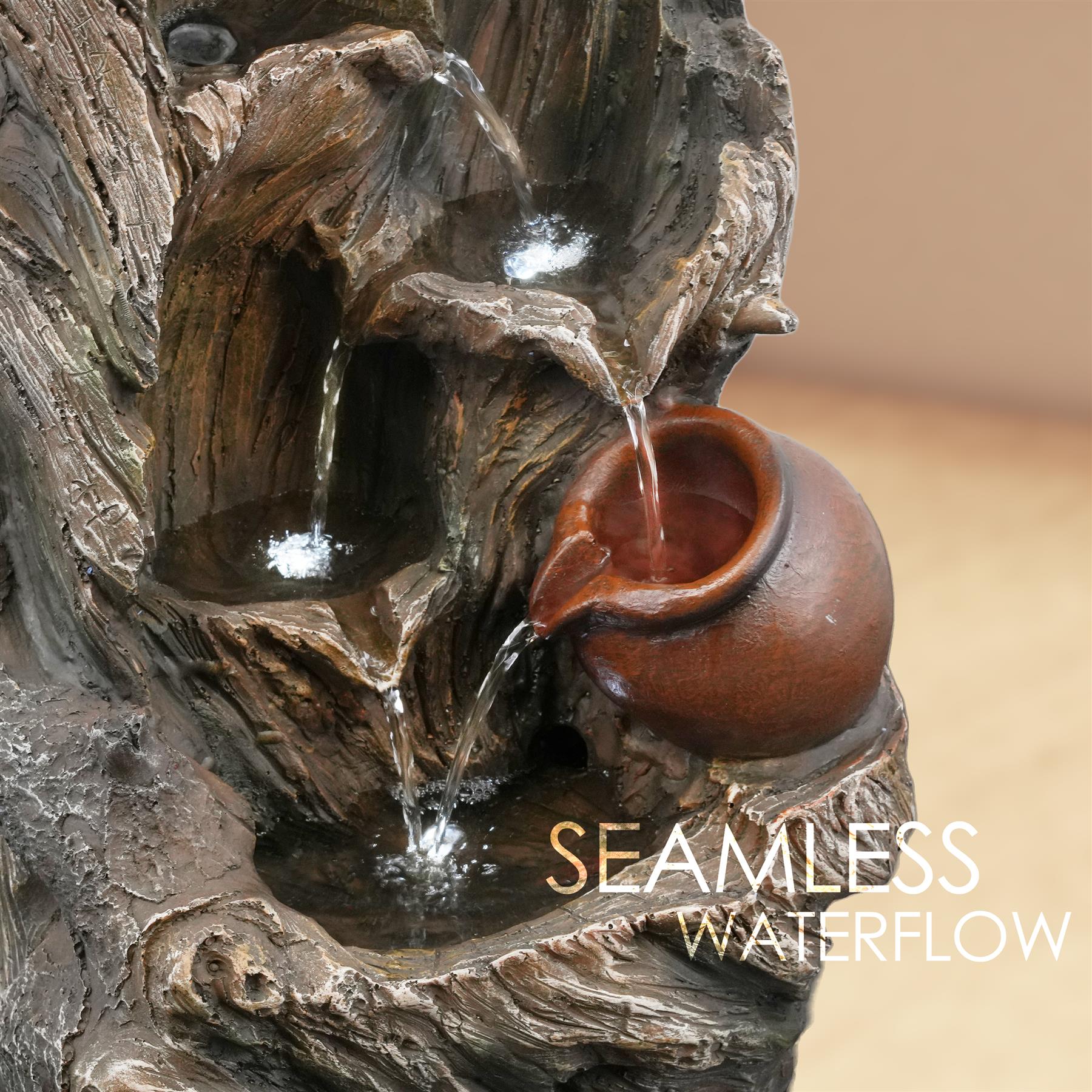 Tree Log Water Feature Outdoor With LED by GEEZY - The Magic Toy Shop