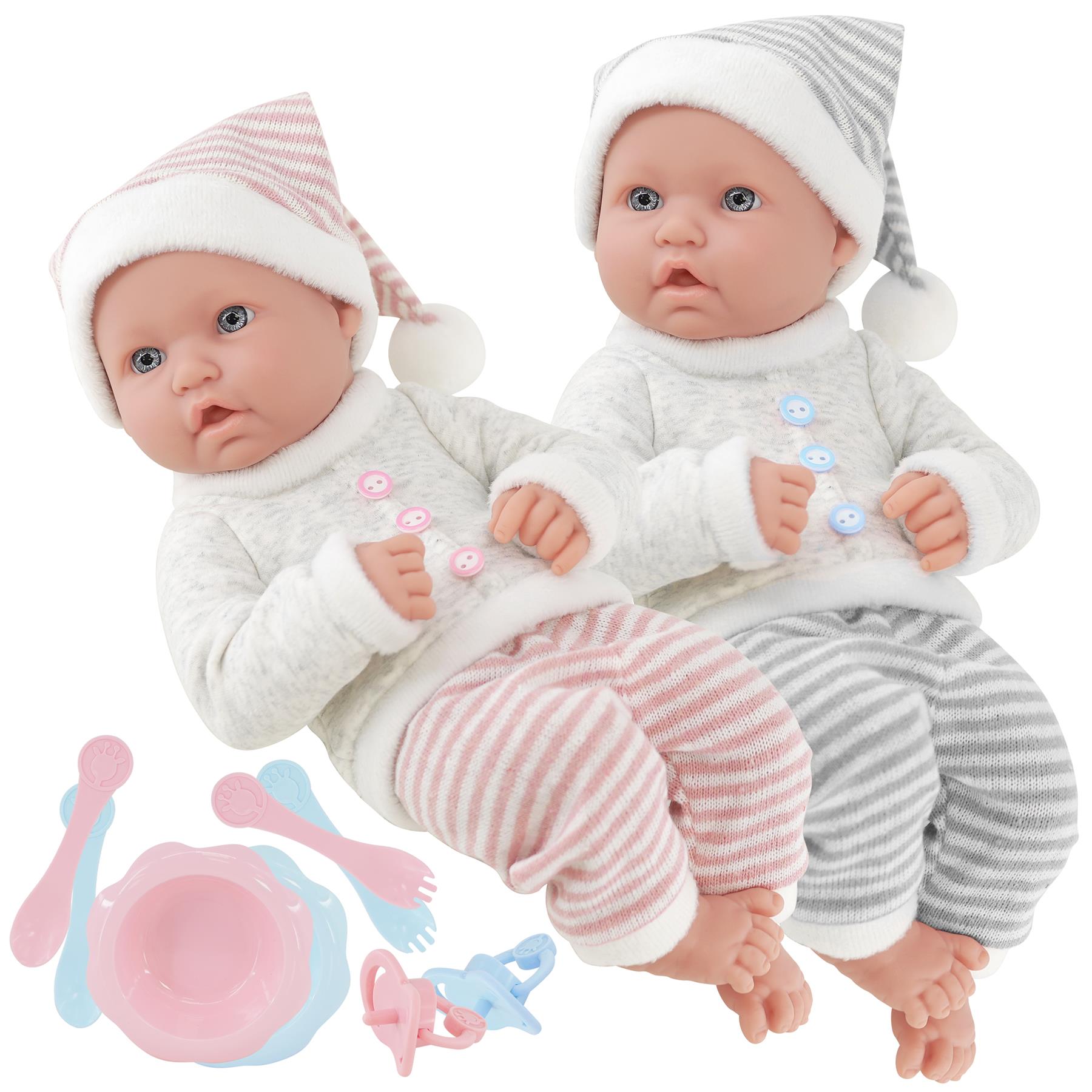Twin Baby Dolls Dummy and Feeding Set