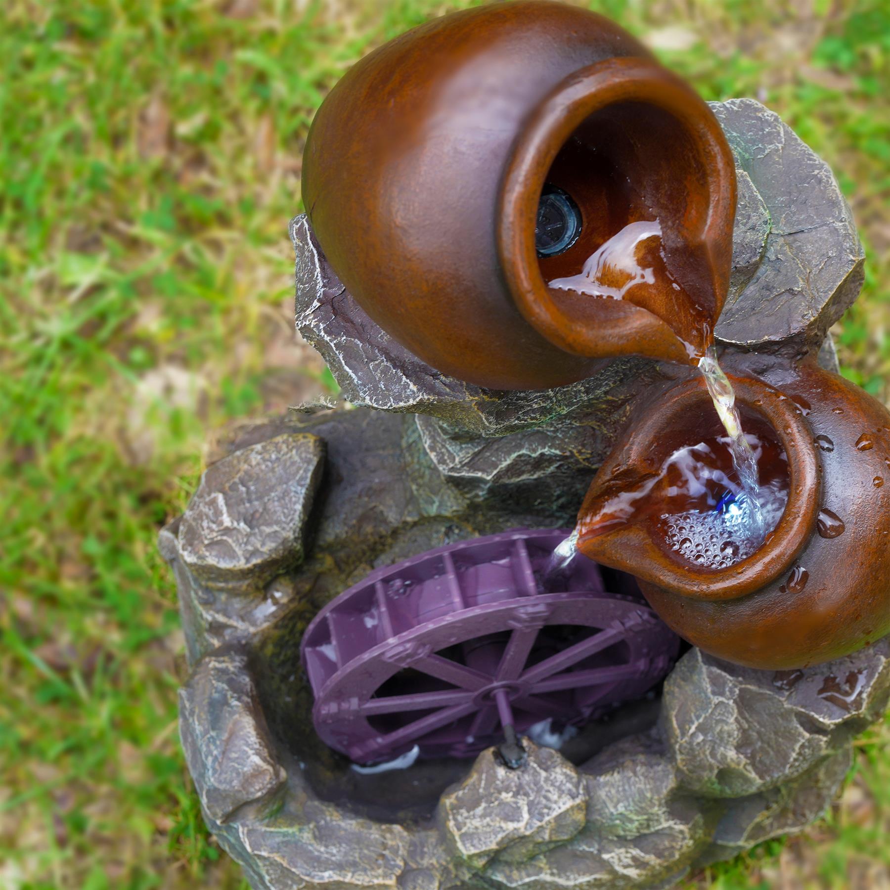 Cartwheel Solar Water Feature Outdoor With LED by GEEZY - The Magic Toy Shop