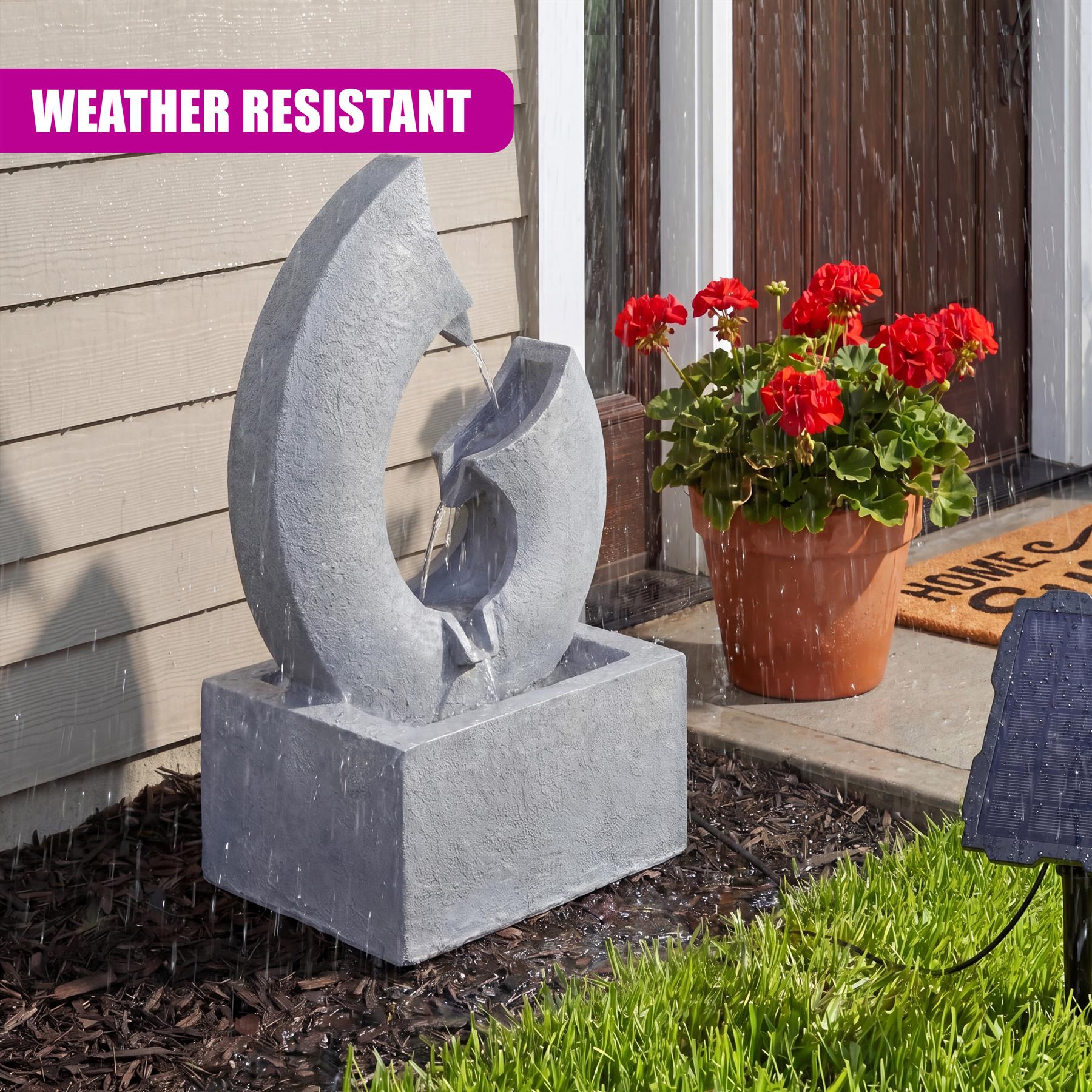Horn Solar Water Feature with LED Lights