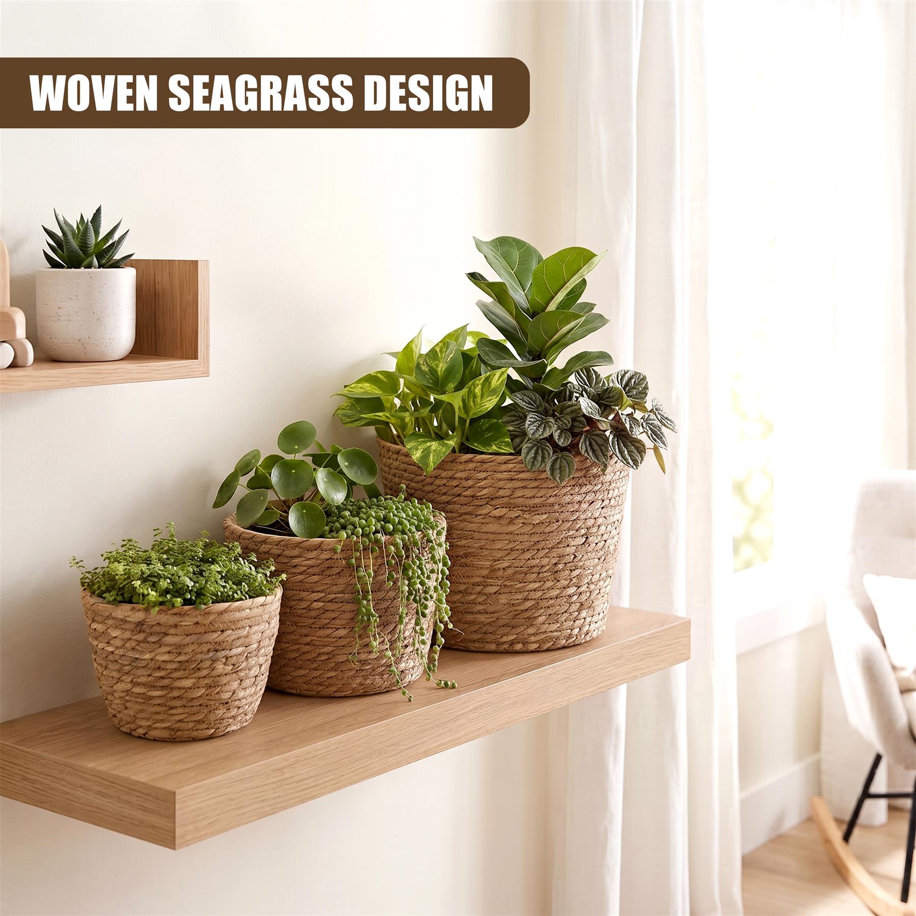 Set of 3 Wicker Planters