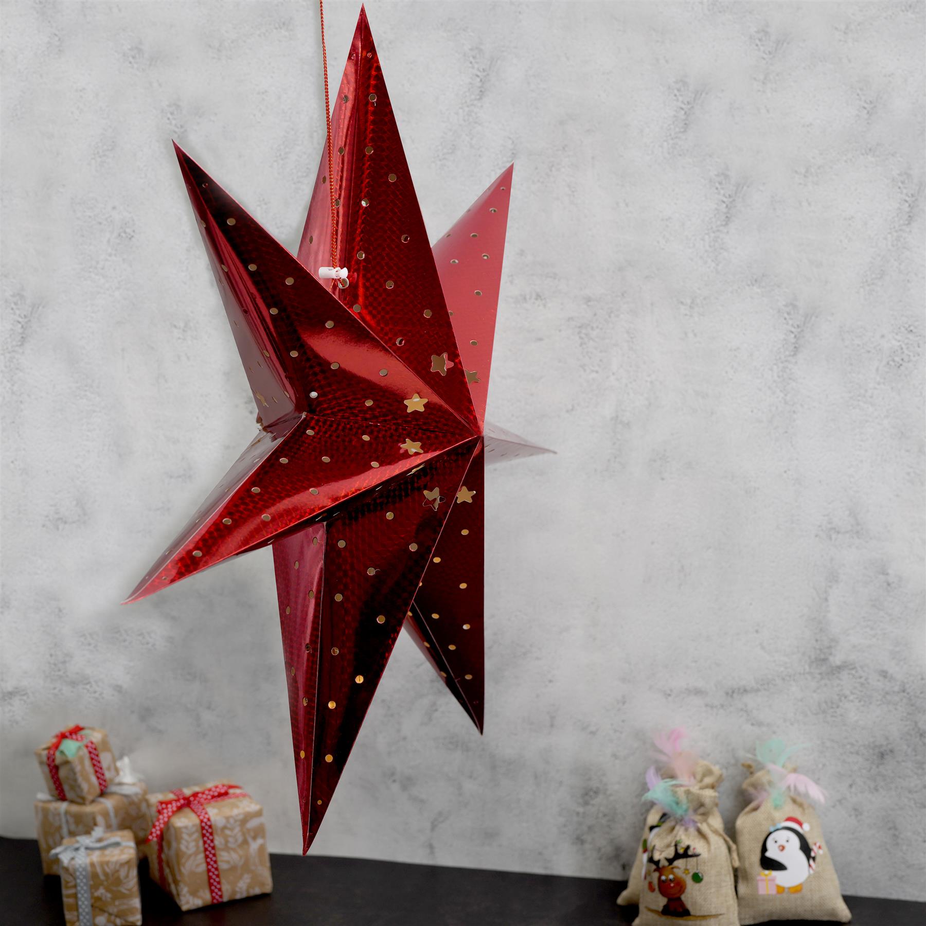 Large LED Paper Hanging Star Red by GEEZY - The Magic Toy Shop