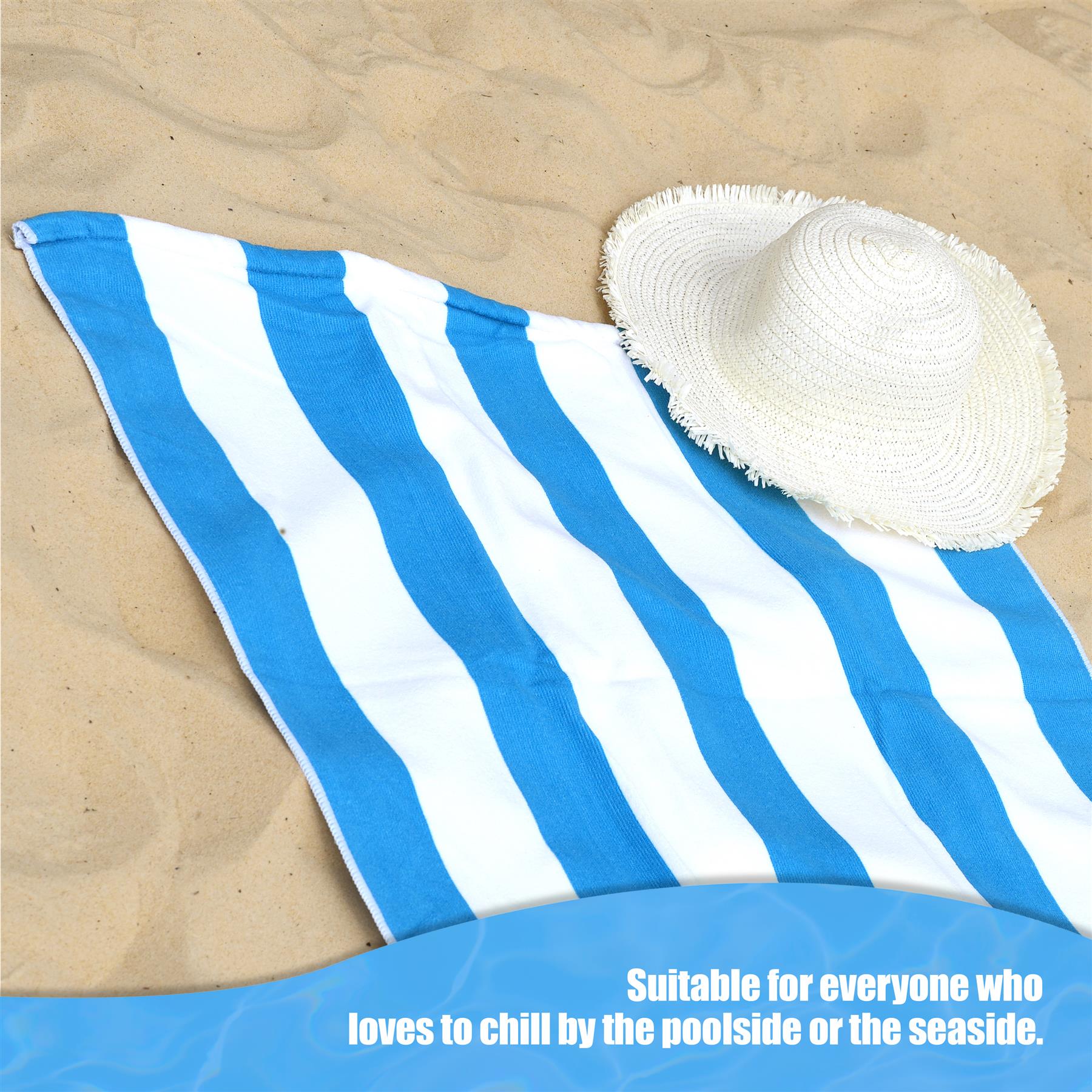 Beach Bath Towel Large Microfibre Blue Striped by GEEZY - The Magic Toy Shop