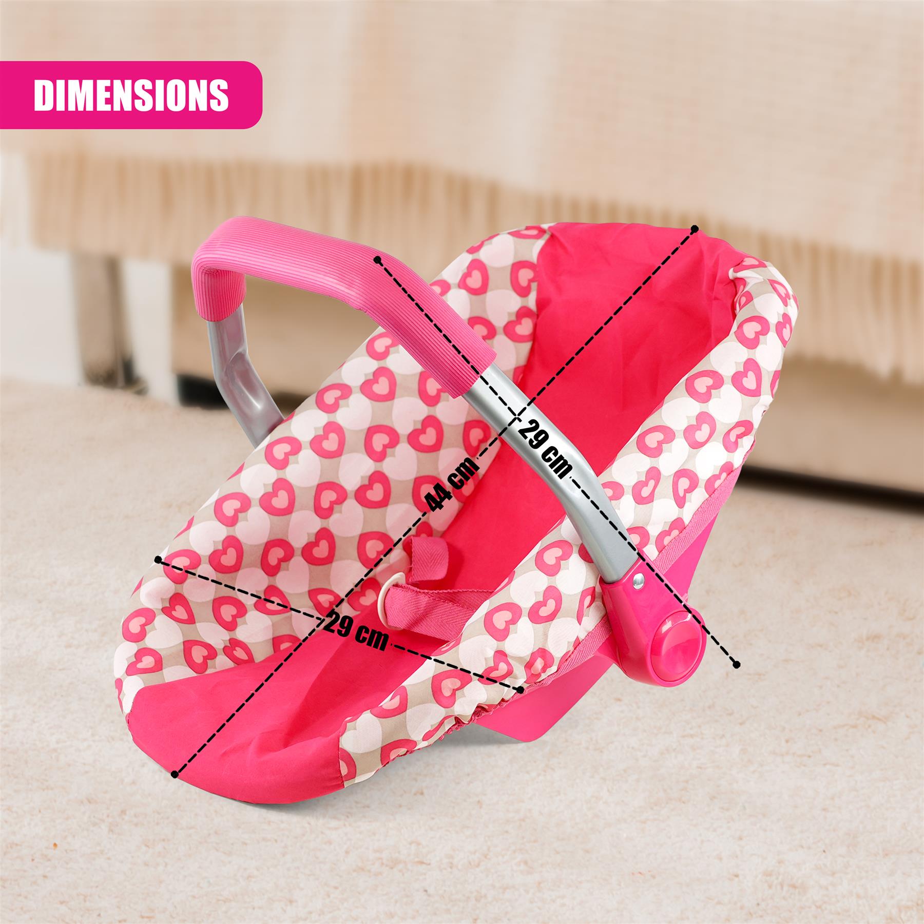 Baby Doll Pink Car Seat by BiBi Doll - The Magic Toy Shop