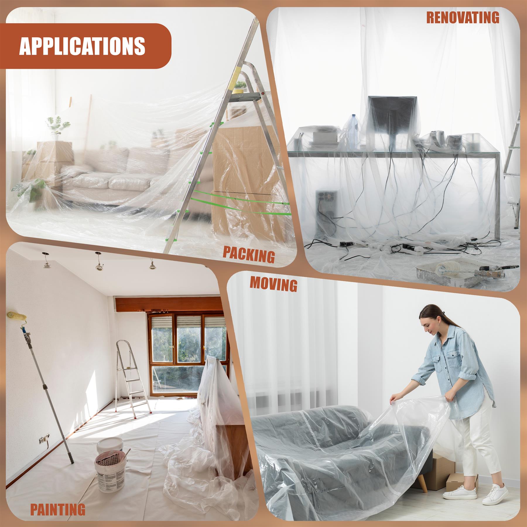 Clear Dust Sheets 4x5m - Set of 5 by GEEZY - The Magic Toy Shop