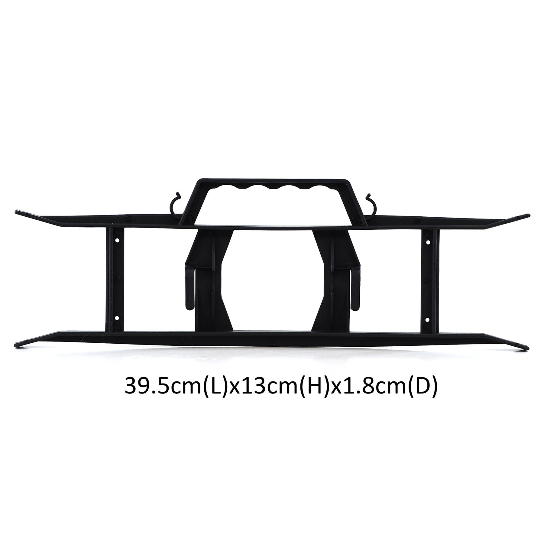 A black metal desk with a unique design, featuring a central column and two side tables. The desk has a flat top and a sturdy base, with a small storage compartment under the central column. The sides are open, allowing for easy access to the storage area. - The Magic Toy Shop