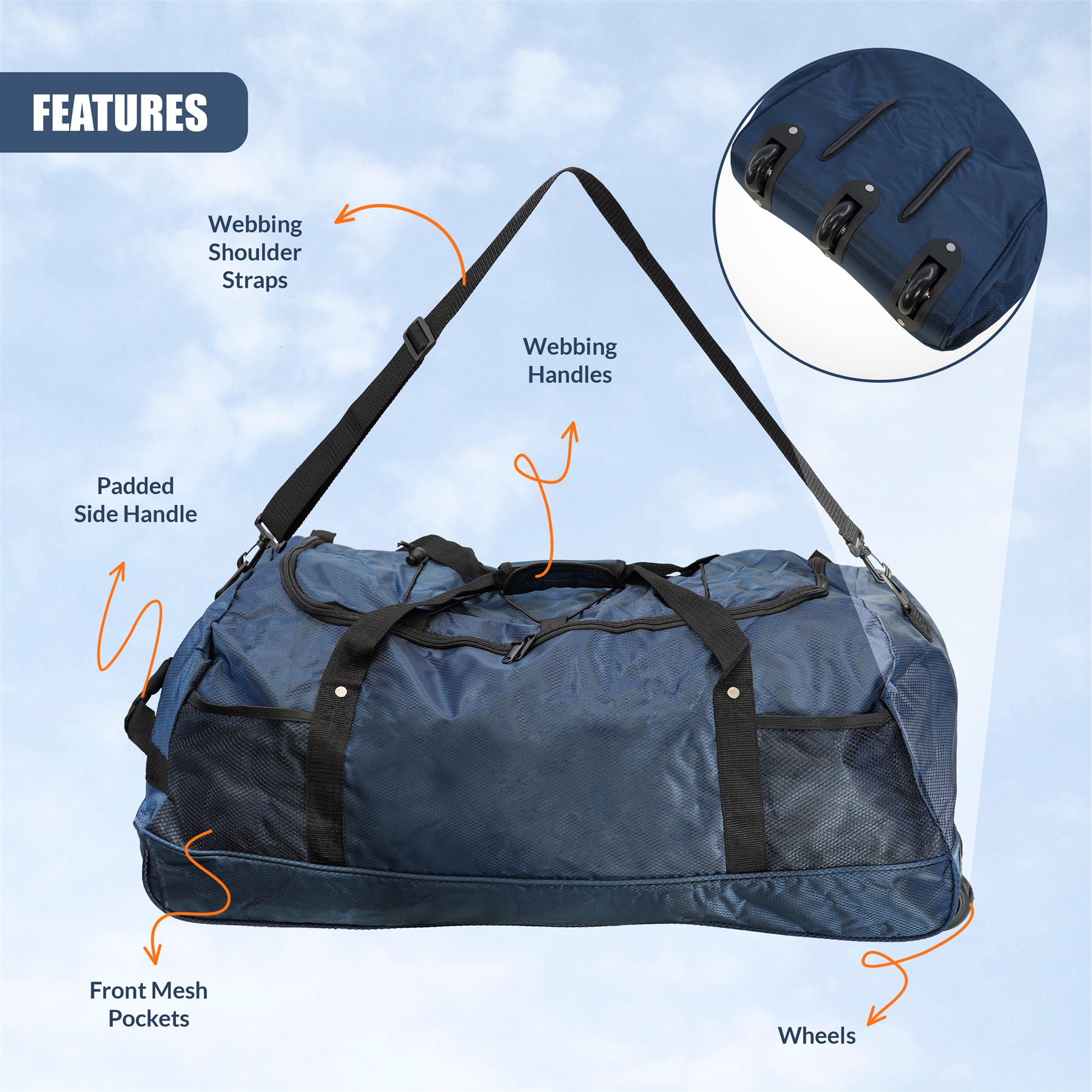Large Foldable Duffle Bag with Wheels by GEEZY - The Magic Toy Shop
