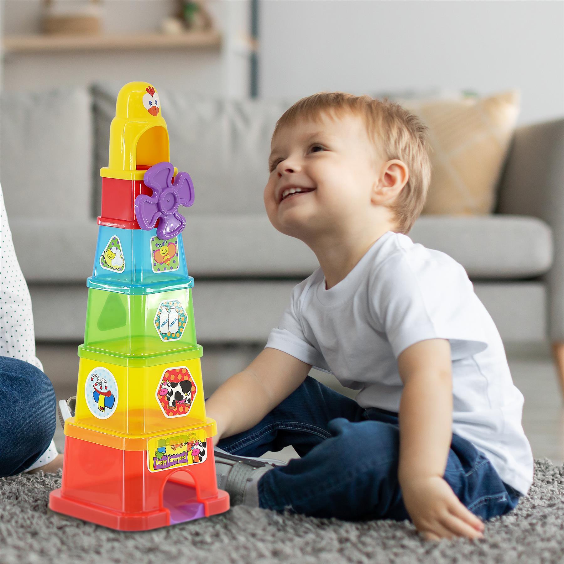 Stacking Nesting Cups Blocks - Happy Farmyard Spin by The Magic Toy Shop - The Magic Toy Shop