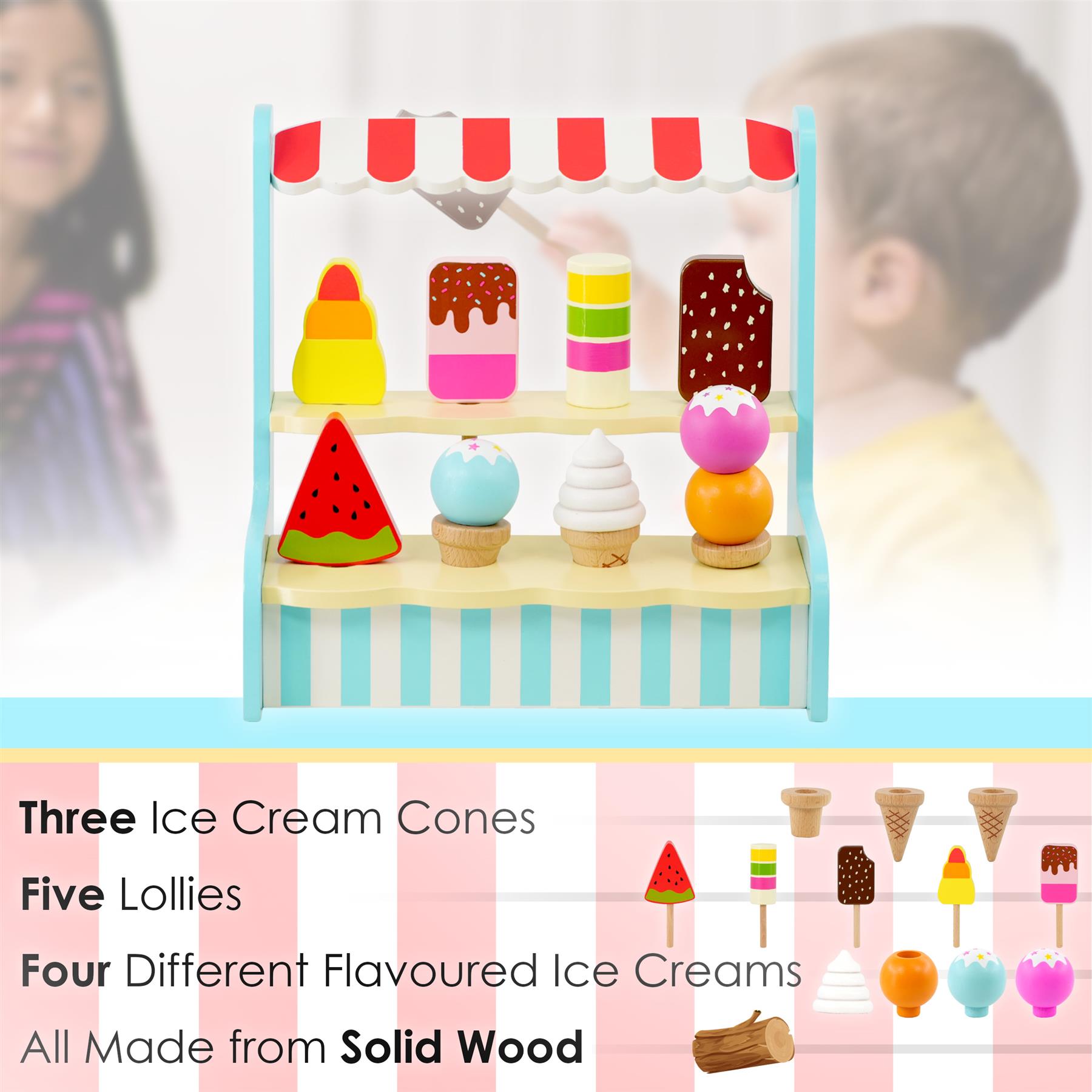 Wooden Ice Cream Shop Stand Playset by The Magic Toy Shop - The Magic Toy Shop