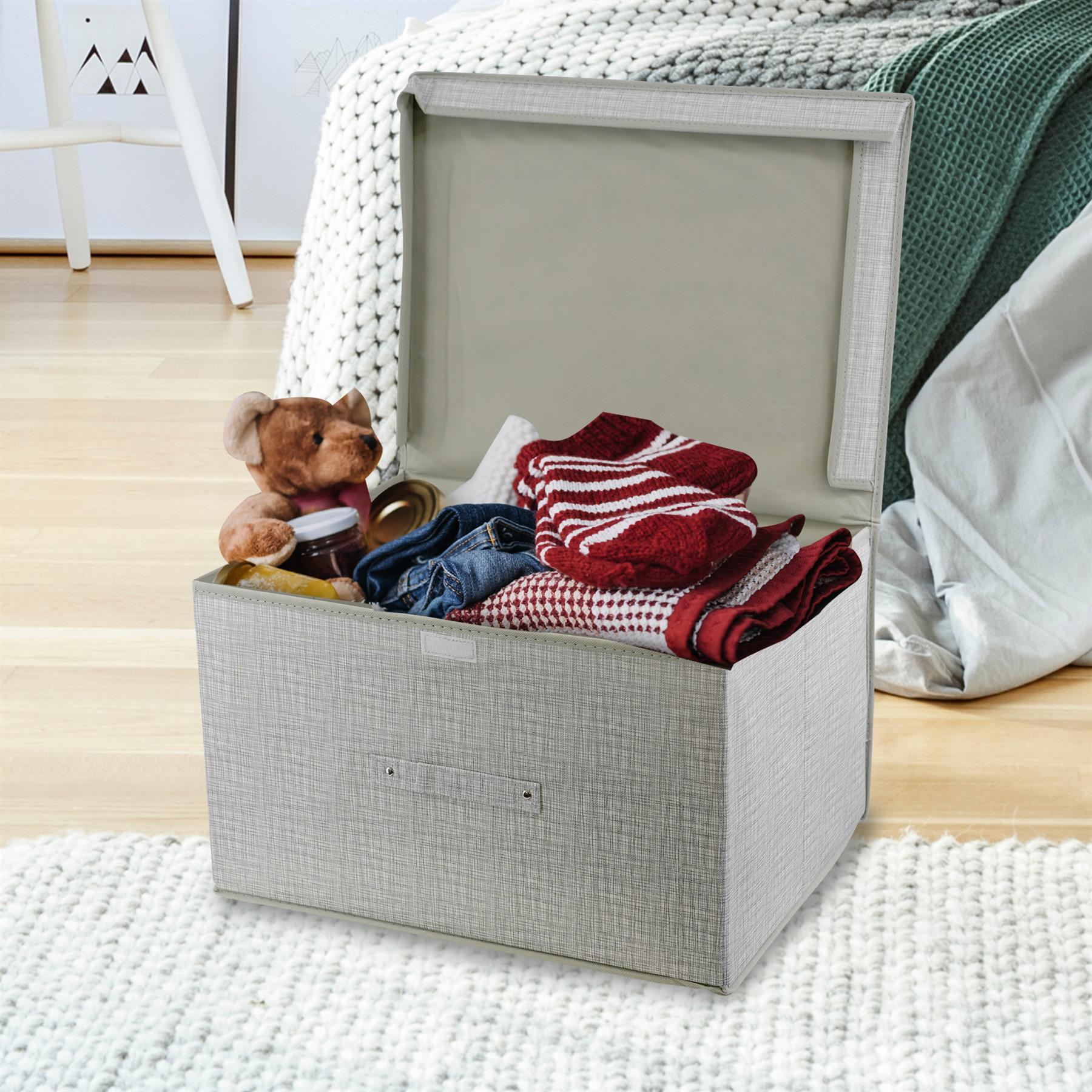 Linen Grey Large Storage Box by The Magic Toy Shop - The Magic Toy Shop