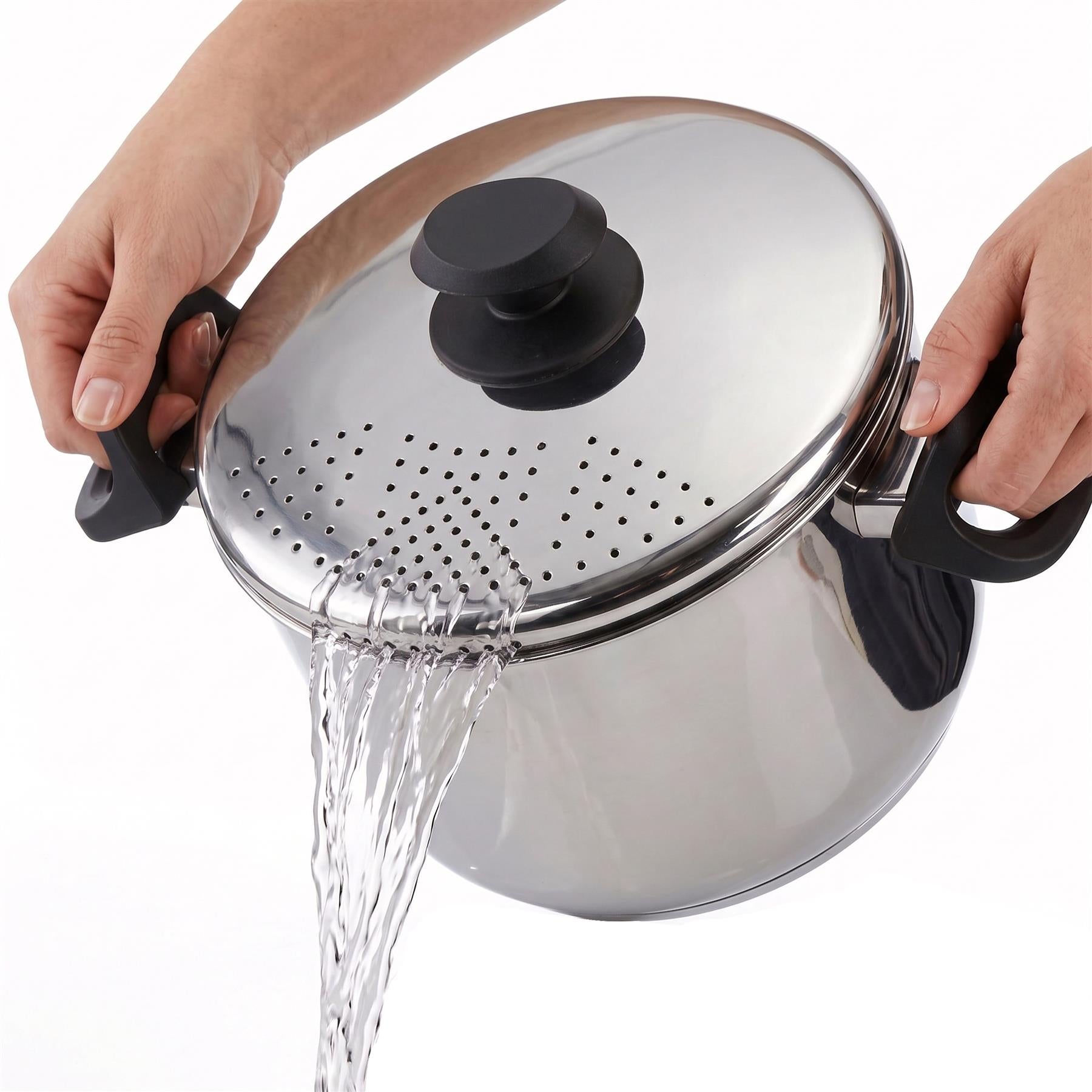 Stainless Steel Pasta Pot With Locking Strainer Lid