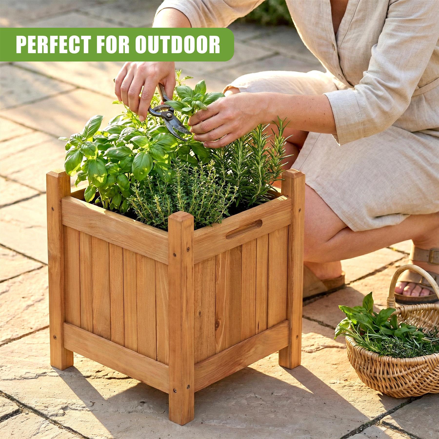 Wooden Planters Square Set of 2