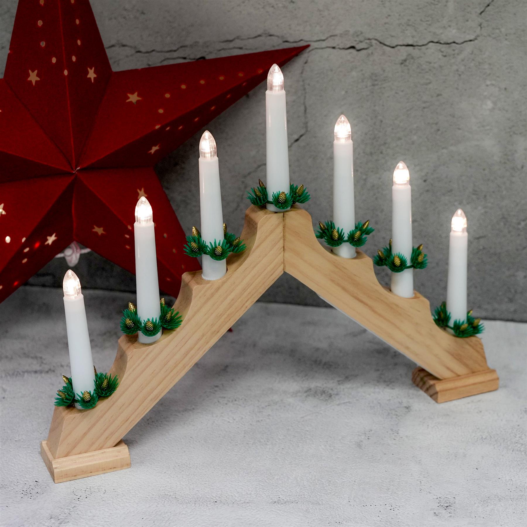 Wooden Candle Bridge With 7 Led Lights by Geezy - The Magic Toy Shop