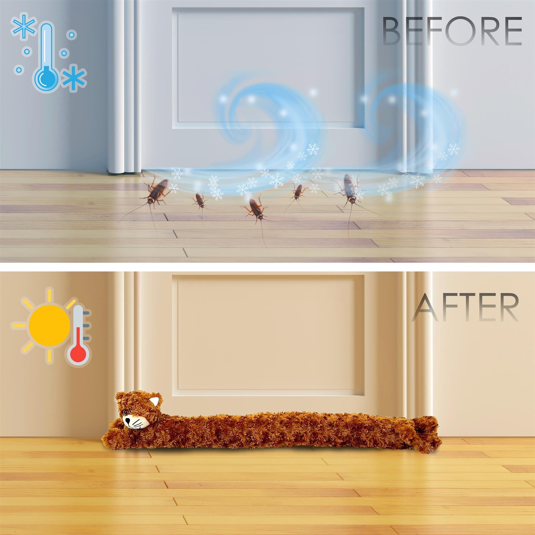 Novelty Draught Excluder for Doors Brown Cat Design by GEEZY - The Magic Toy Shop