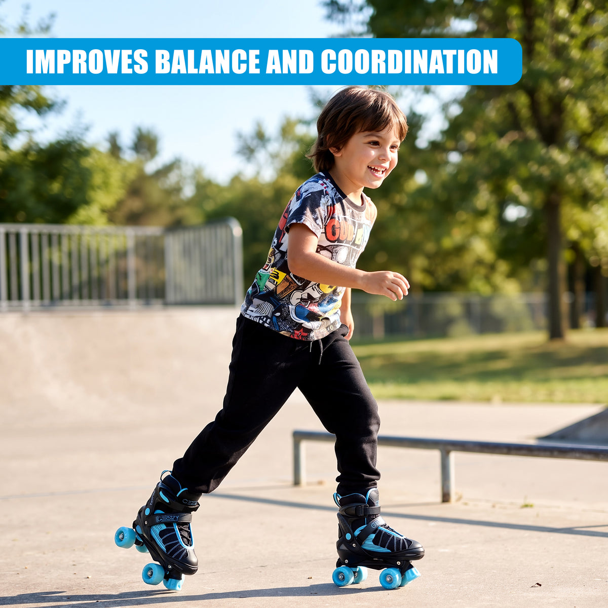 Blue Kids Adjustable Roller Skates
