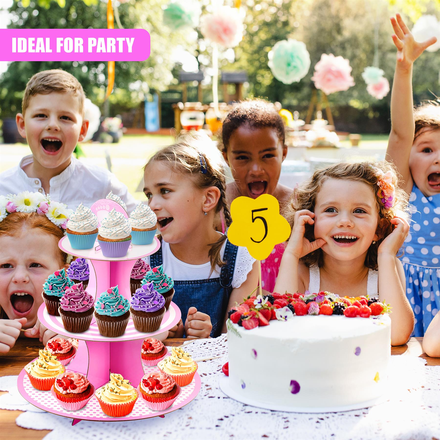 3 Tier Cardboard Cupcake Stand by GEEZY - The Magic Toy Shop