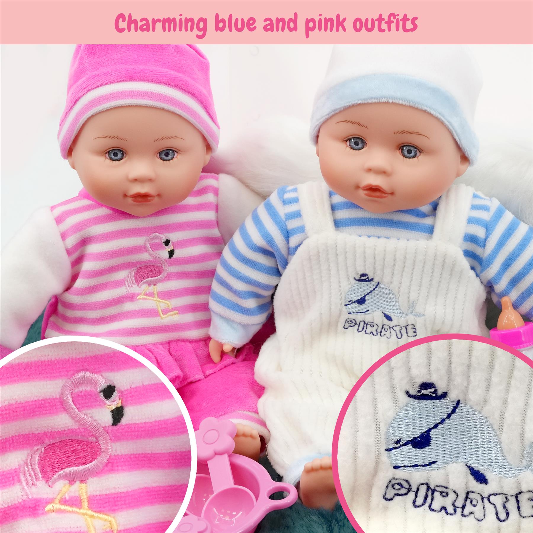 BiBi Twin Baby Dolls & Accessories (33 cm / 13") by BiBi Doll - The Magic Toy Shop