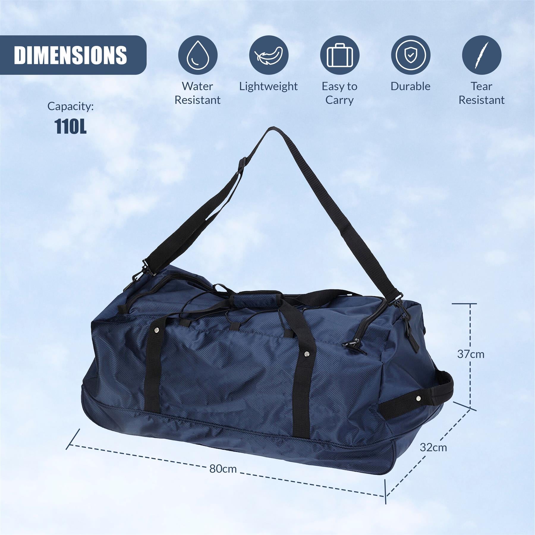 Large Foldable Duffle Bag with Wheels by GEEZY - The Magic Toy Shop