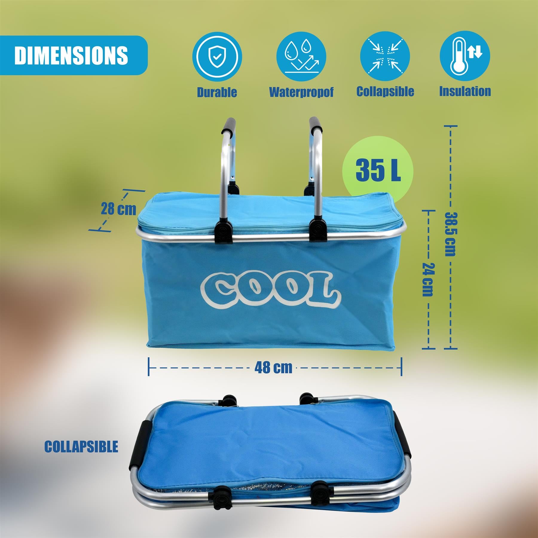 Blue Cooler Basket Bag by GEEZY - The Magic Toy Shop