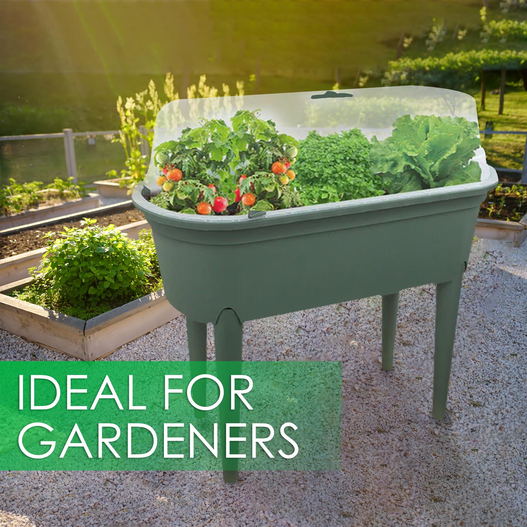 Green Raised Garden Bed Planter With Lid and Legs by Geezy - The Magic Toy Shop