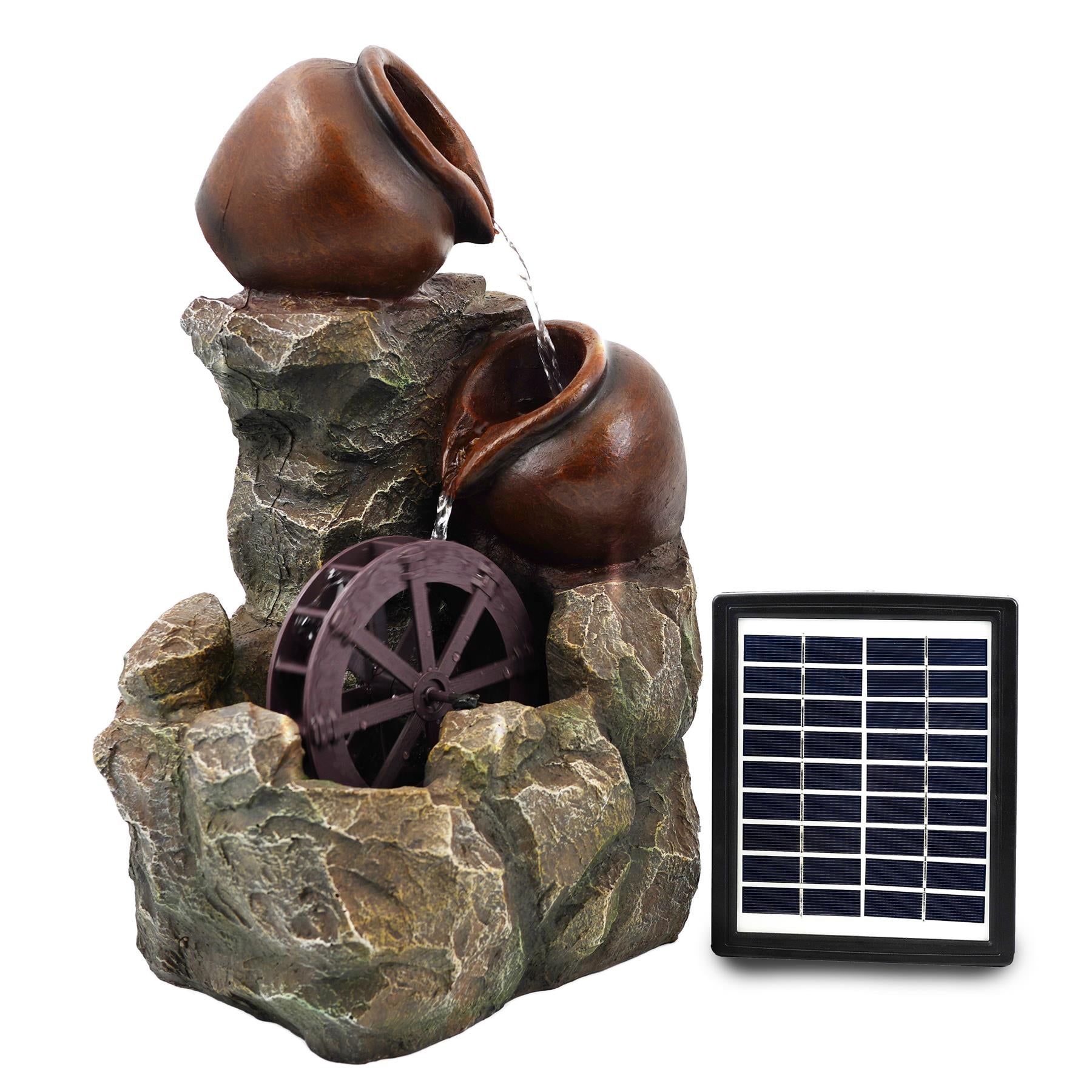 Cartwheel Solar Water Feature Outdoor With LED by GEEZY - The Magic Toy Shop