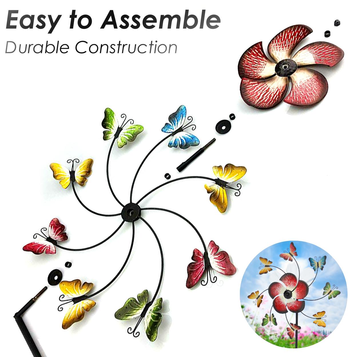 Large Freestanding Metal Garden Windmill - Butterflies Design by GEEZY - The Magic Toy Shop