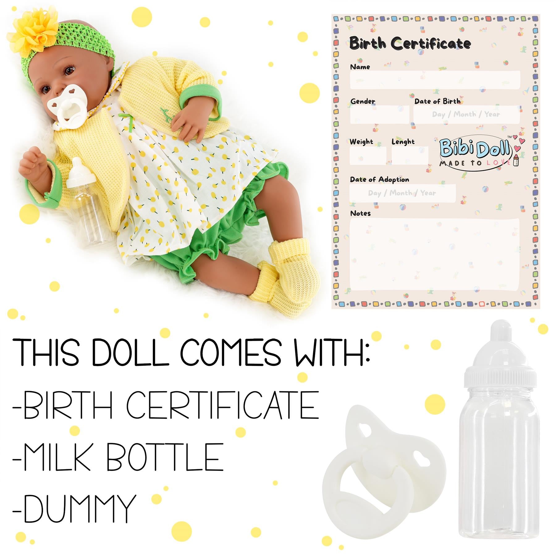 BiBi Black Doll Reborn Ethnic Girl "Dahlia" (50 cm / 20") by BiBi Doll - The Magic Toy Shop