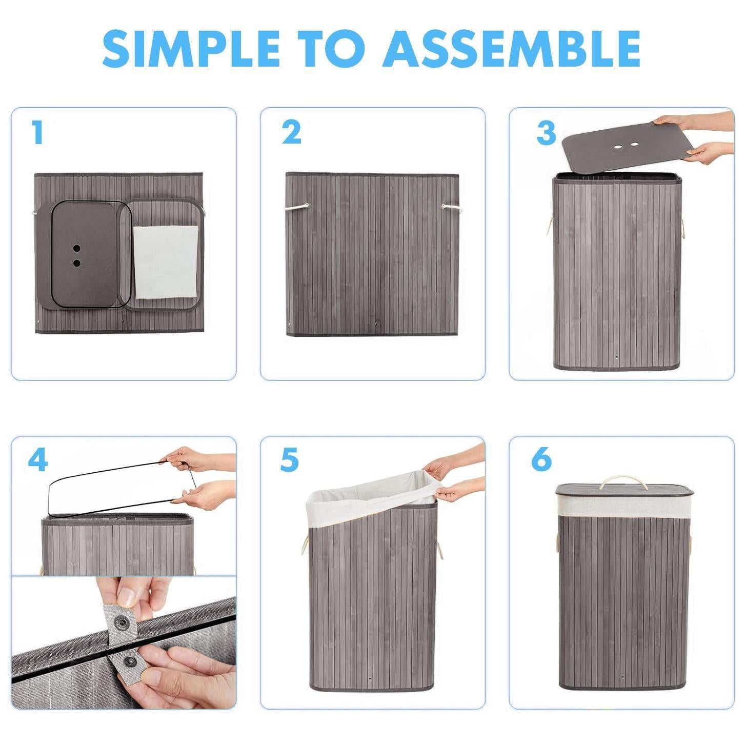 Rectangular Bamboo Basket Grey by GEEZY - The Magic Toy Shop