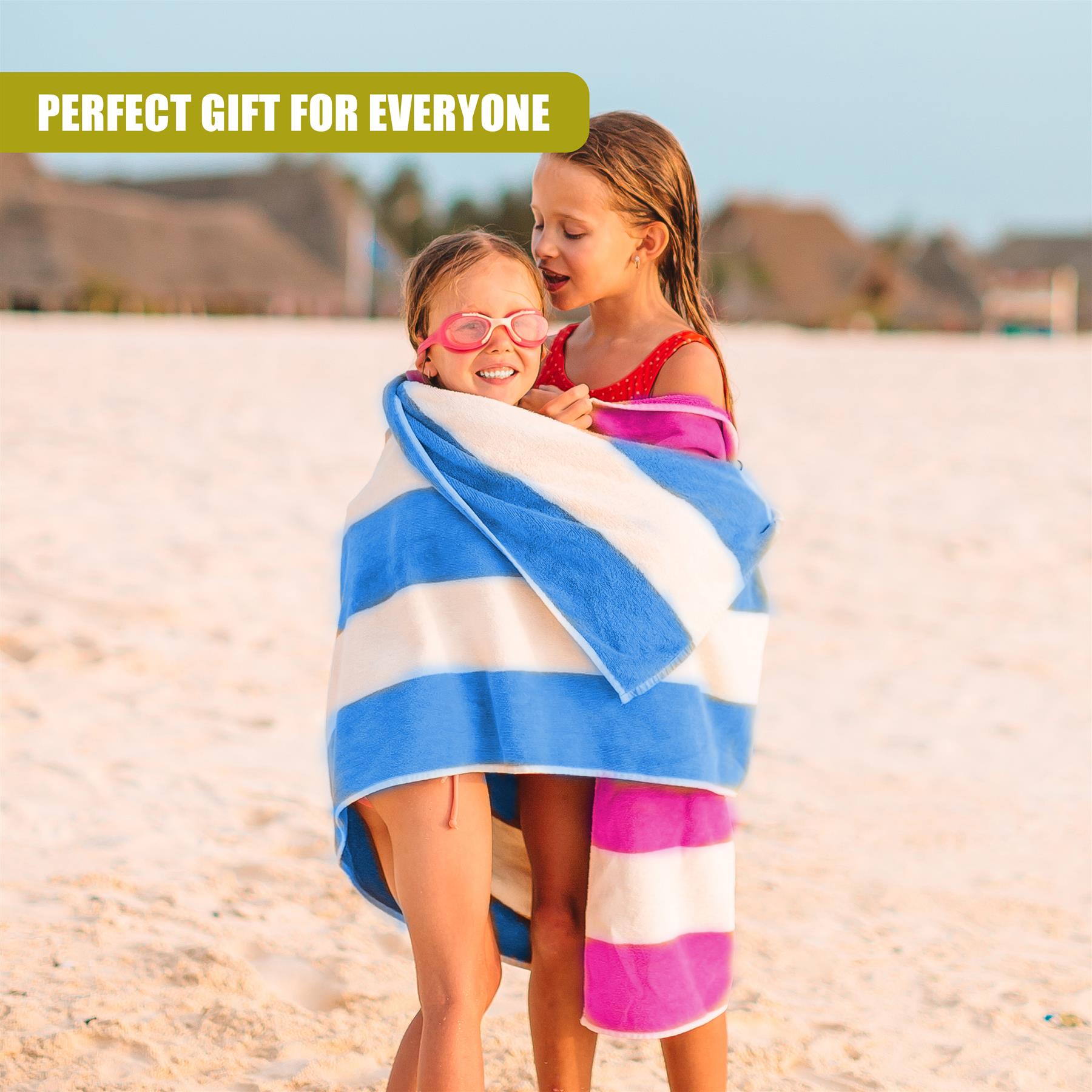 Pink & Blue Striped Microfibre Beach Towels - Set of 2 by GEEZY - The Magic Toy Shop