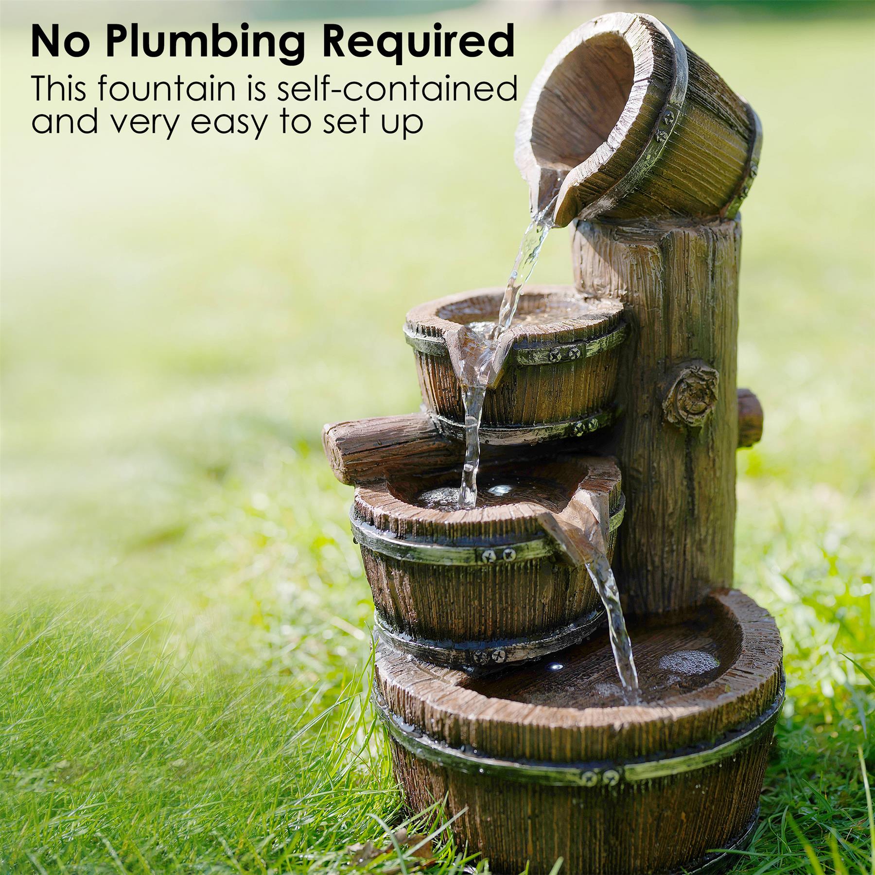 Barrel Water Feature Outdoor With LED by GEEZY - The Magic Toy Shop