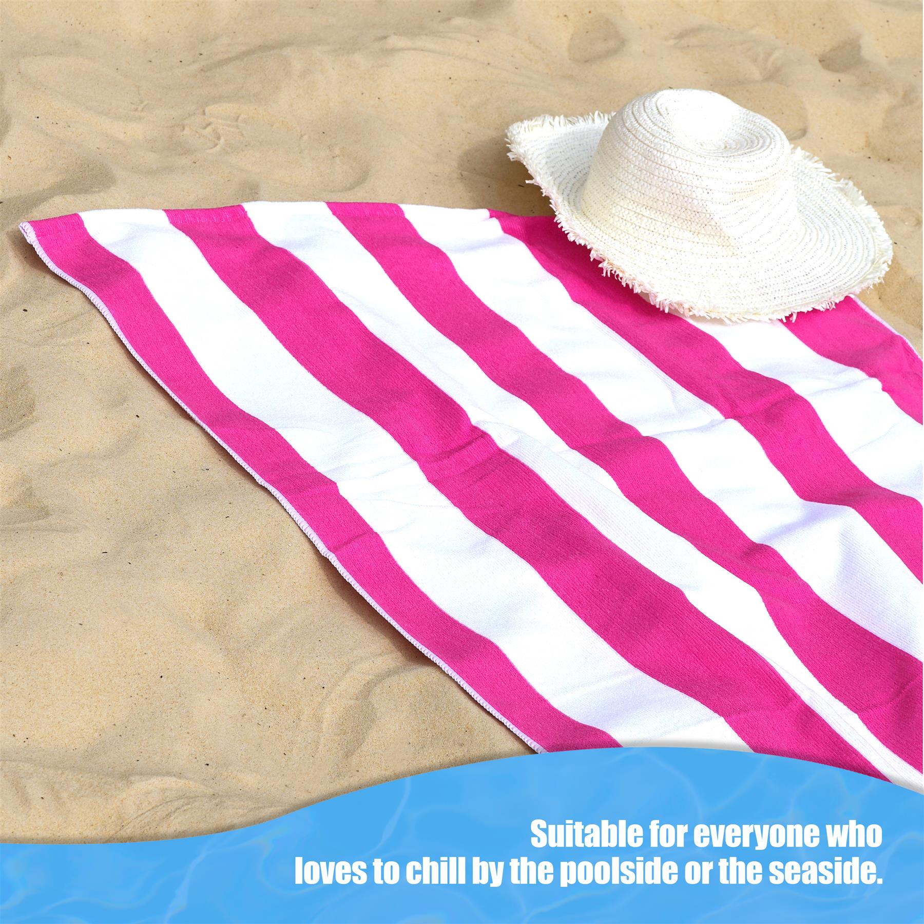 Beach Bath Towel Large Microfibre Pink Striped by GEEZY - The Magic Toy Shop