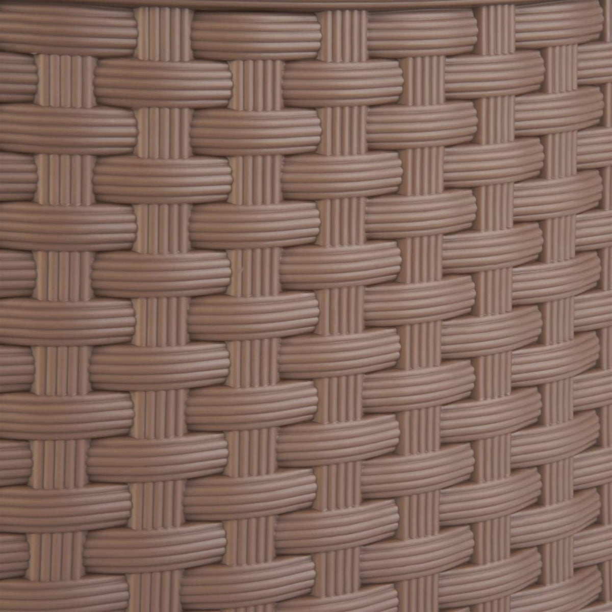 Brown plastic Christmas tree skirt with a basket weave pattern
