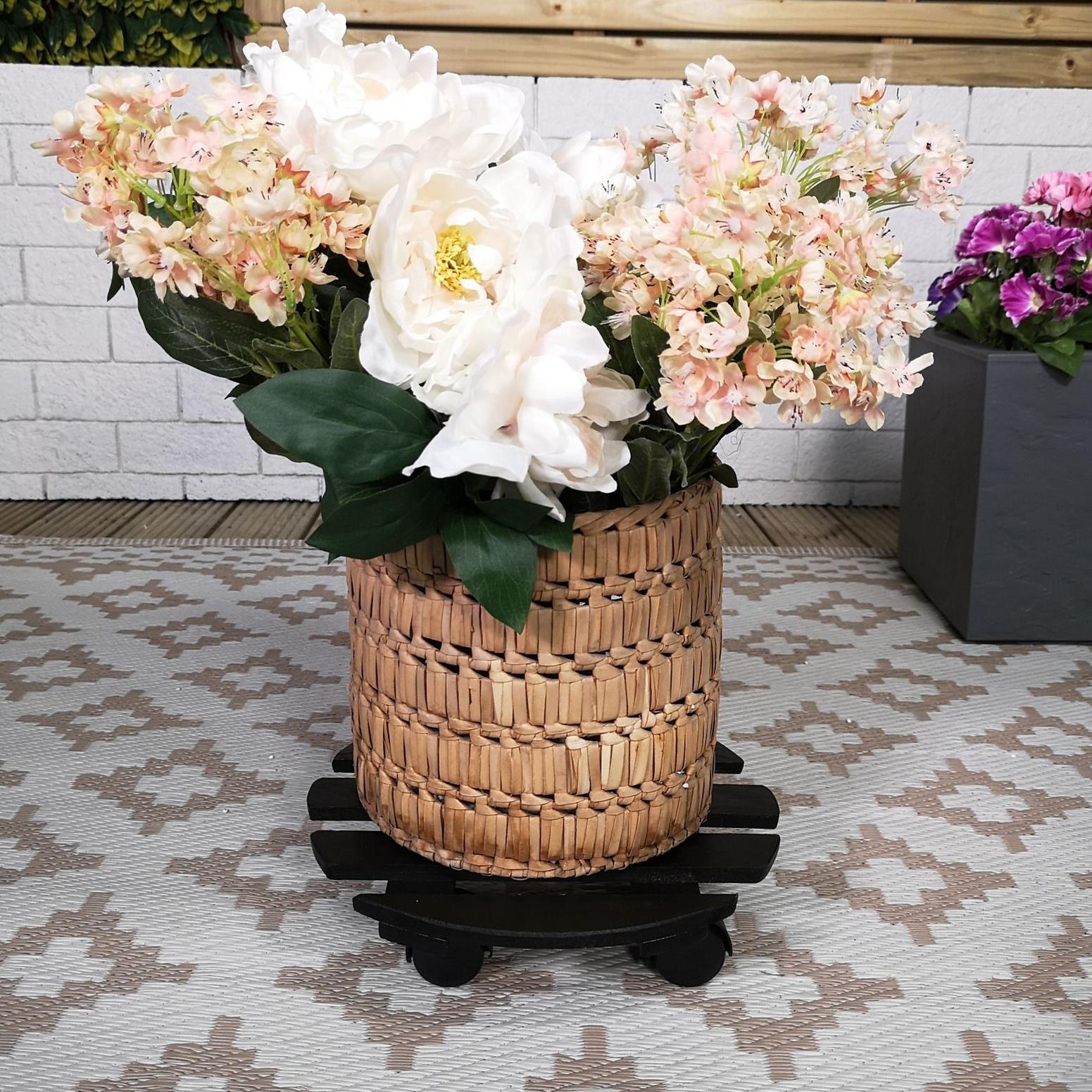 Wooden Round Plant Trolley with Wheels by GEEZY - The Magic Toy Shop